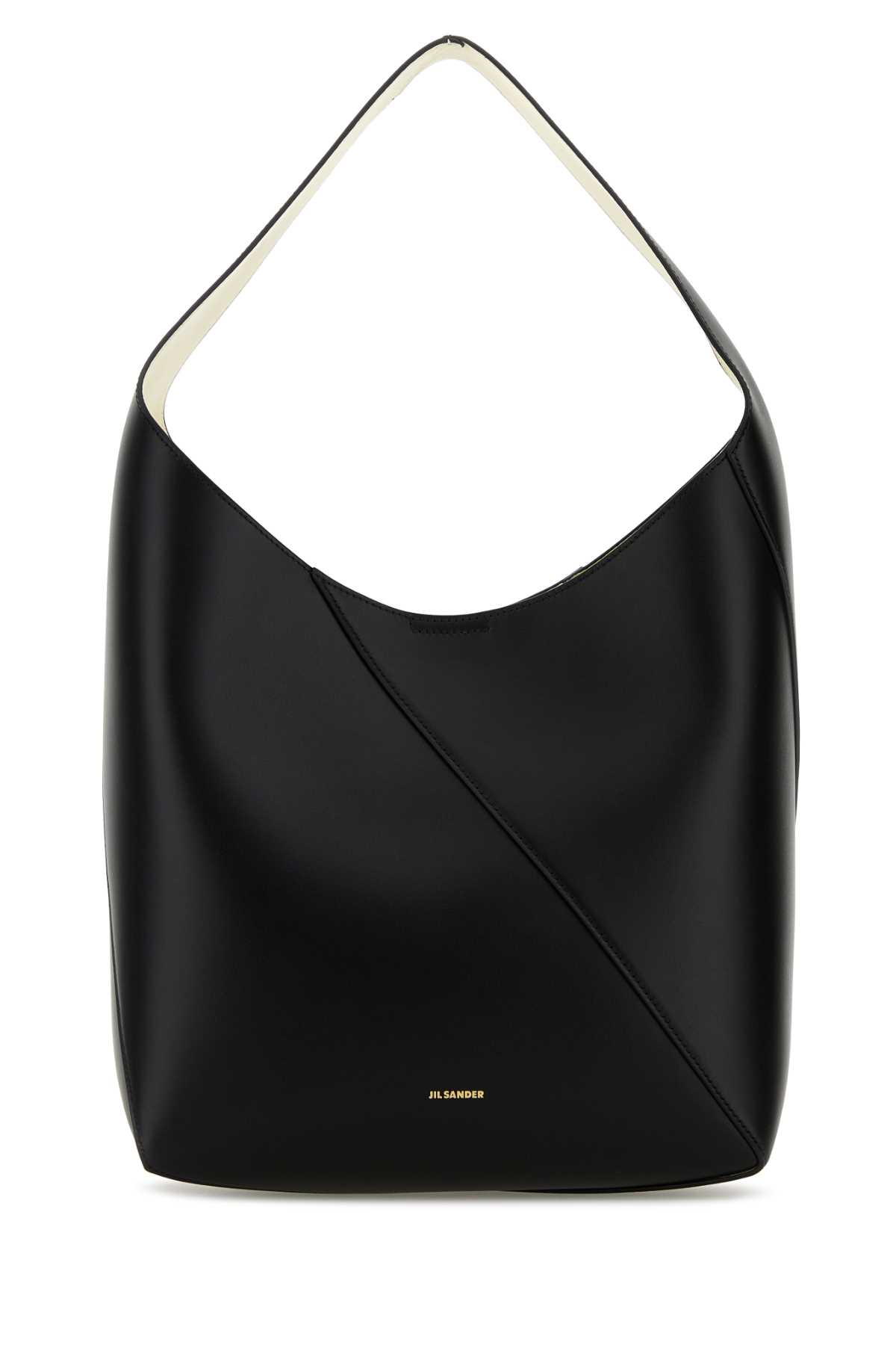 Shop Jil Sander Black Leather Medium Vertigo Shoulder Bag