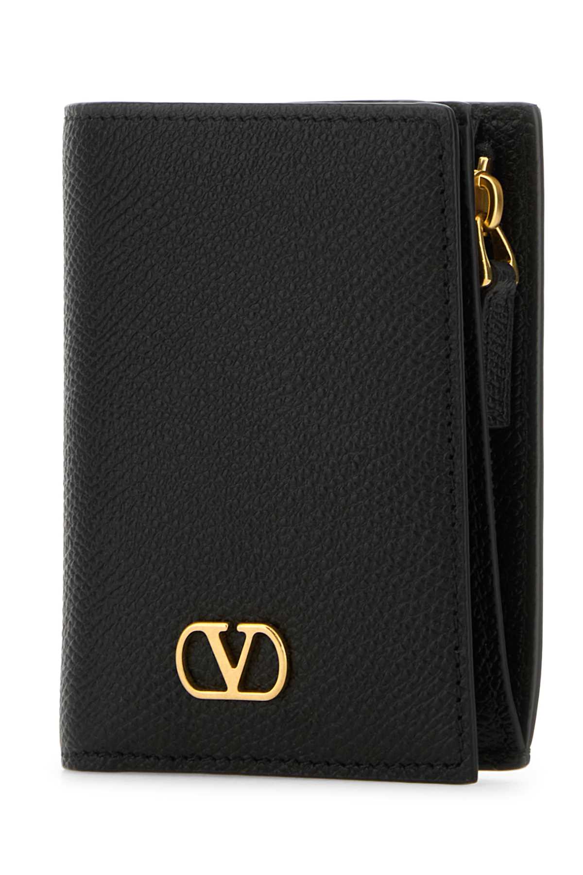 Valentino Portafoglio Vlogo In Pelle Nera Donna In Black