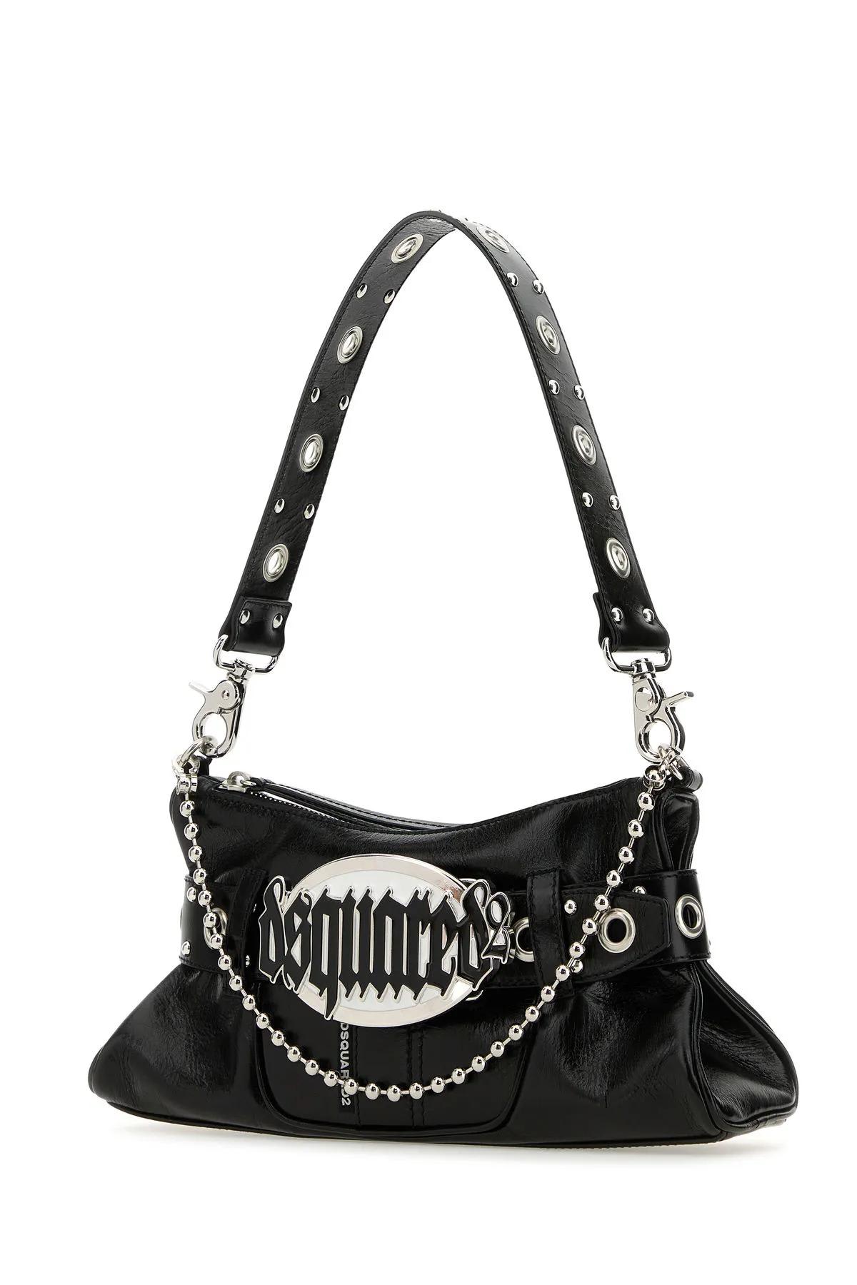 Shop Dsquared2 Black Leather Gothic Shoulder Bag