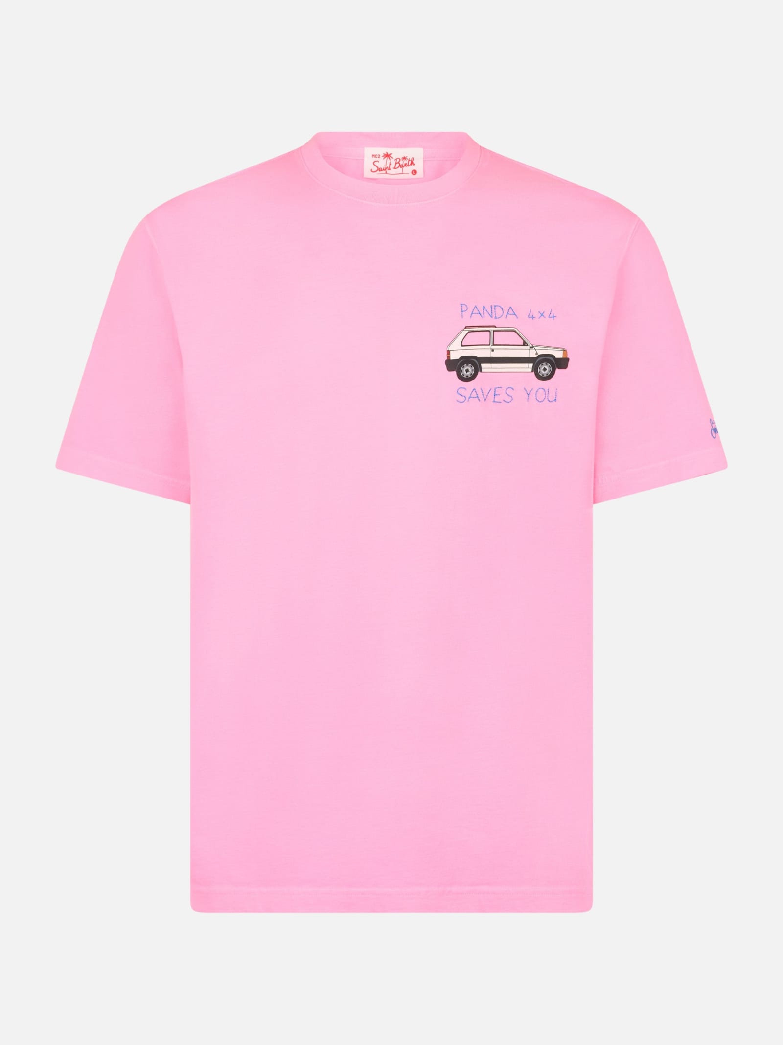 MC2 SAINT BARTH COTTON T-SHIRT WITH PANDA PRINT AND EMBROIDERY FIAT PANDA SPECIAL EDITION