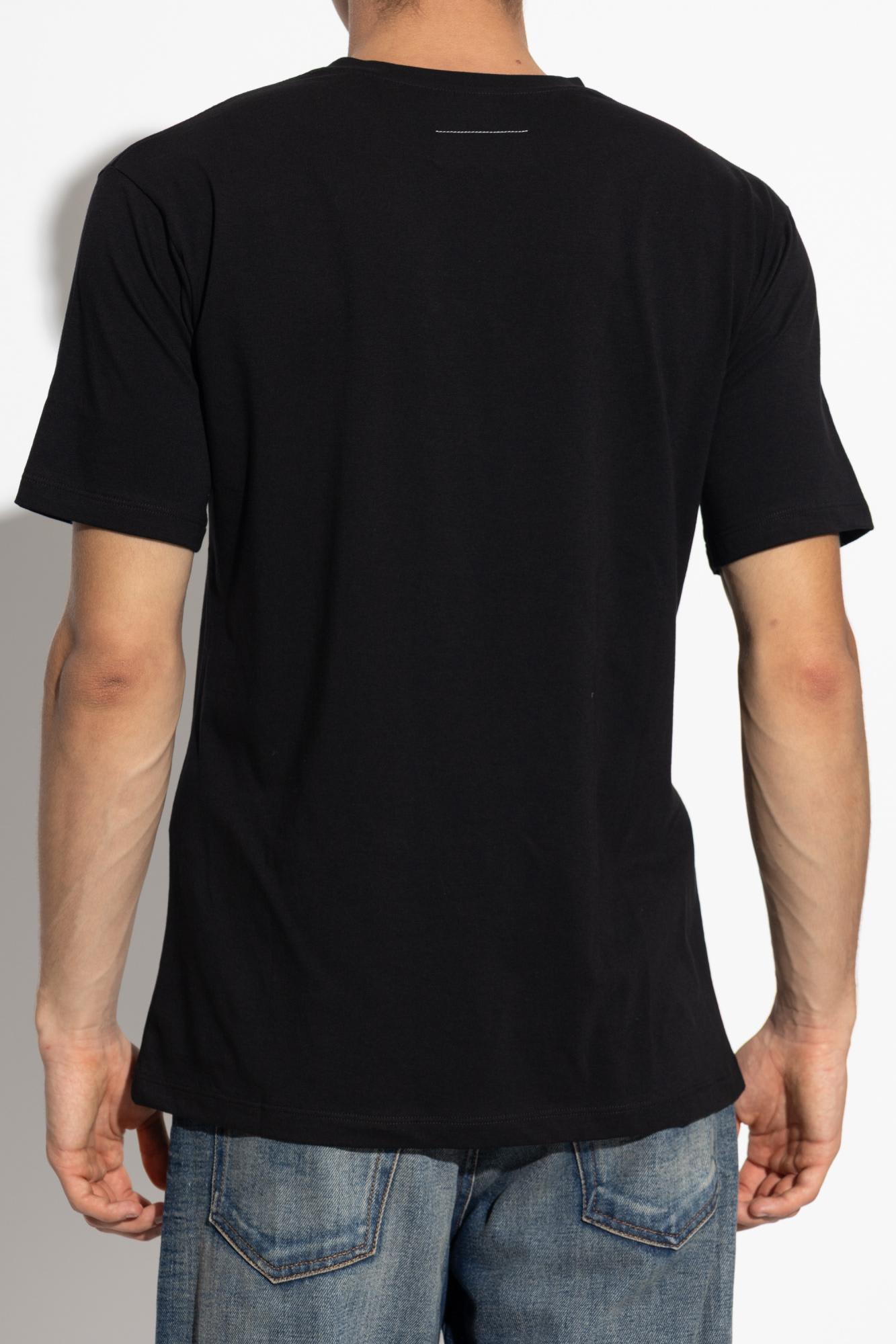 Mm6 Maison Margiela Mm6 By Maison Margiela Gradient Effect Black T-shirt With Subtle Graphic Print In Black
