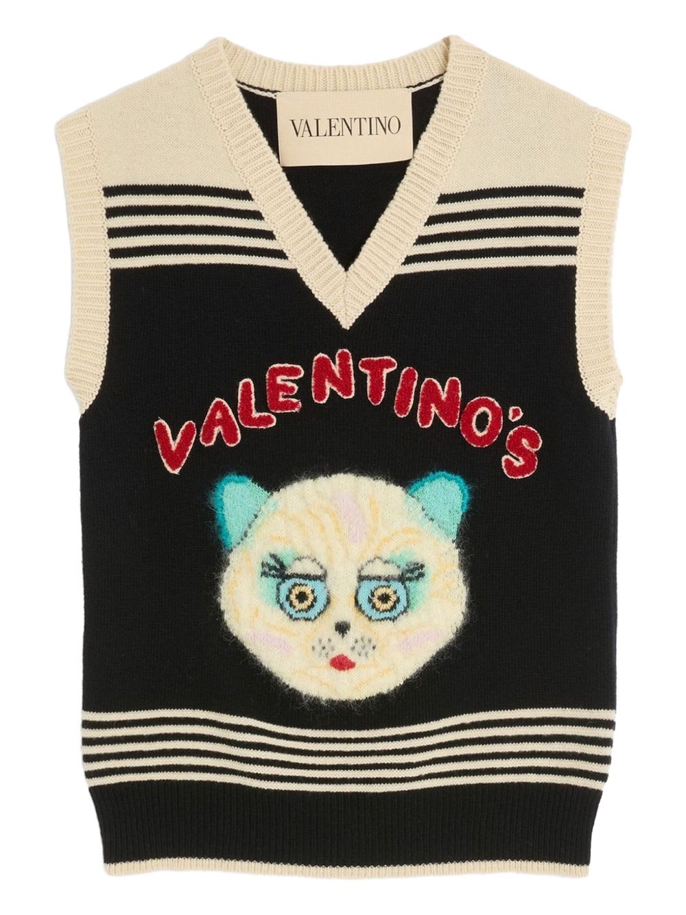 Valentino Le Chat De La Maison Wool Vest In Black