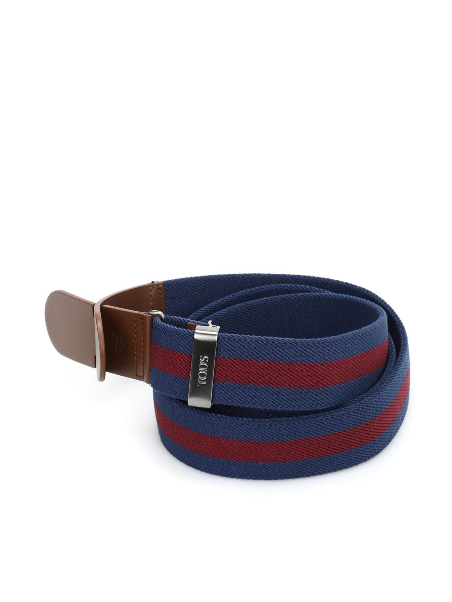 Tod's Canvas And Leather Belt In Blue And Red In Blue/red