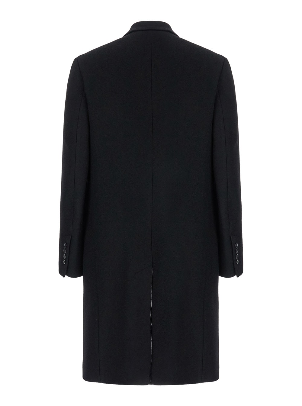 Shop Ami Alexandre Mattiussi Black Double-breasted Coat With Peak Revers In Wool Man In 001 Black