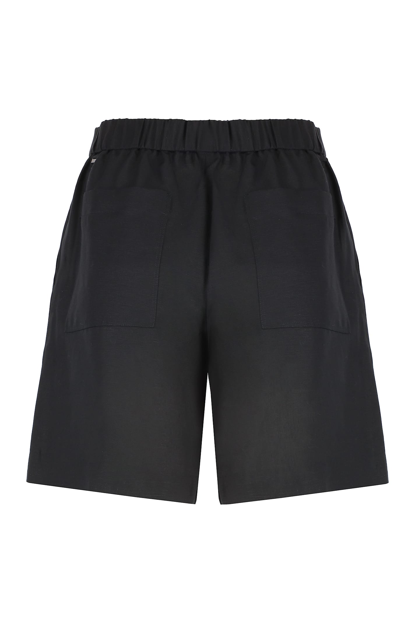 Calvin Klein Wide Lyocell Linen Shorts In Black