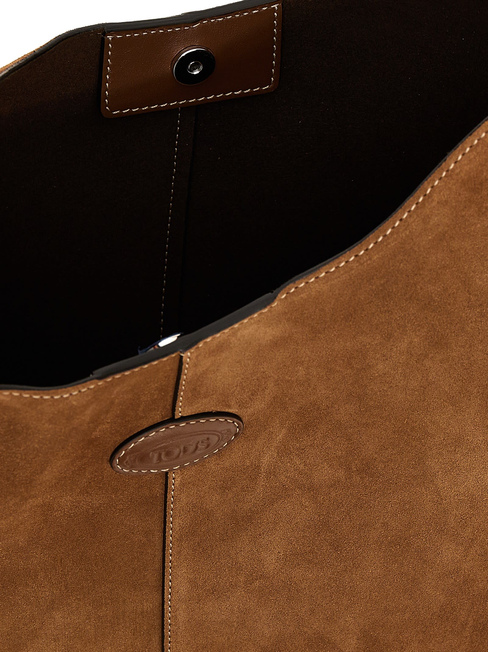 Shop Tod's Suede Leather Hobo Bag In Brown