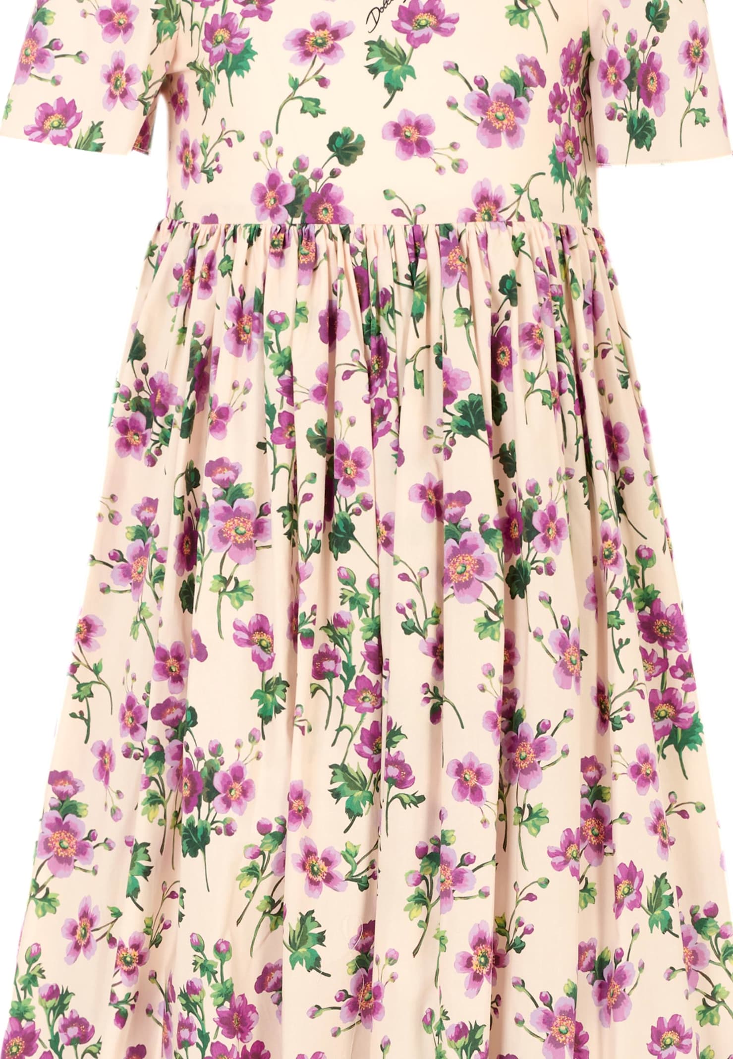 Dolce & Gabbana Pink Dress For Girl With Flowers In Pink