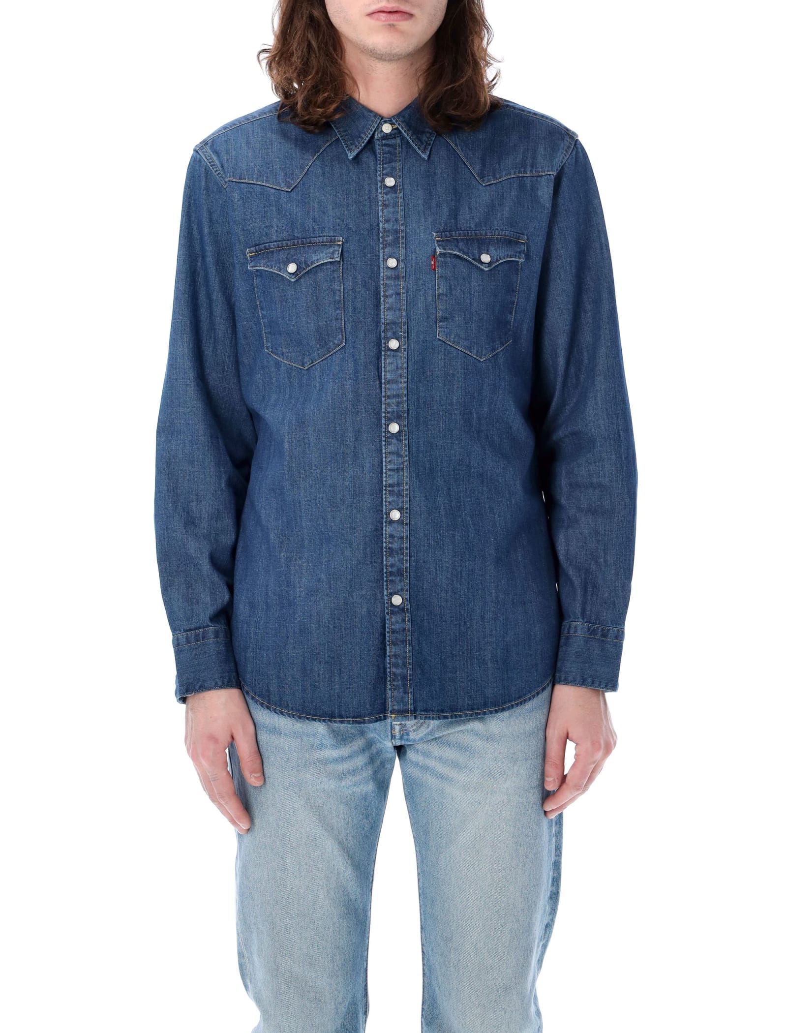 Shop Levi's Barstow Western Shirt In Dk Blue