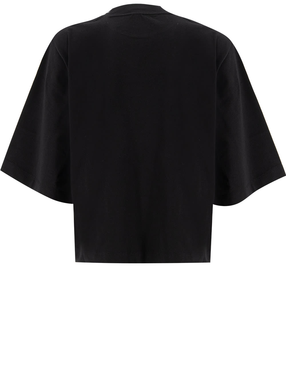 Pinko Logo-embroidered Cotton Cropped T-shirt In Nero