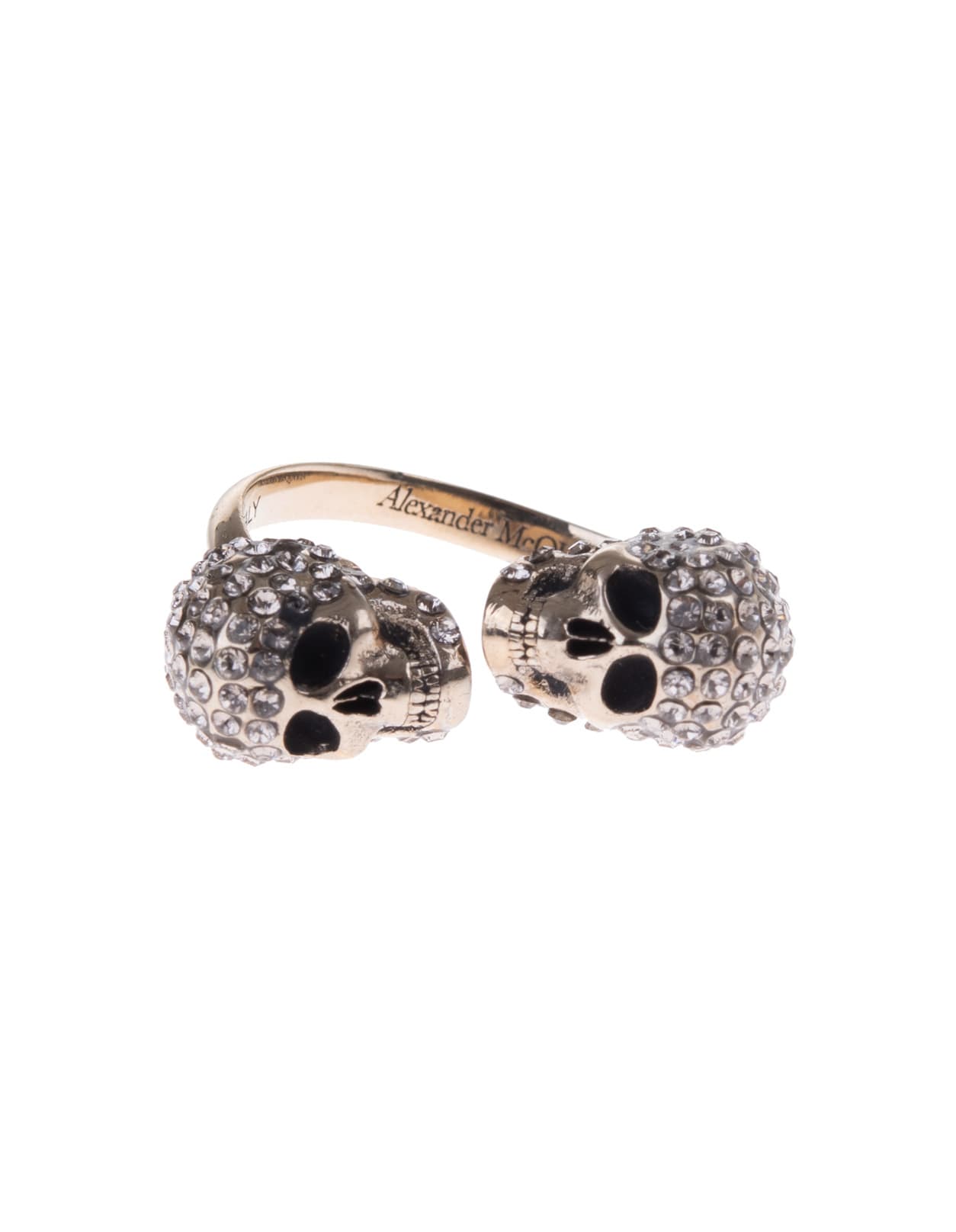 Alexander McQueen Woman Double-skull Ring With Crystals
