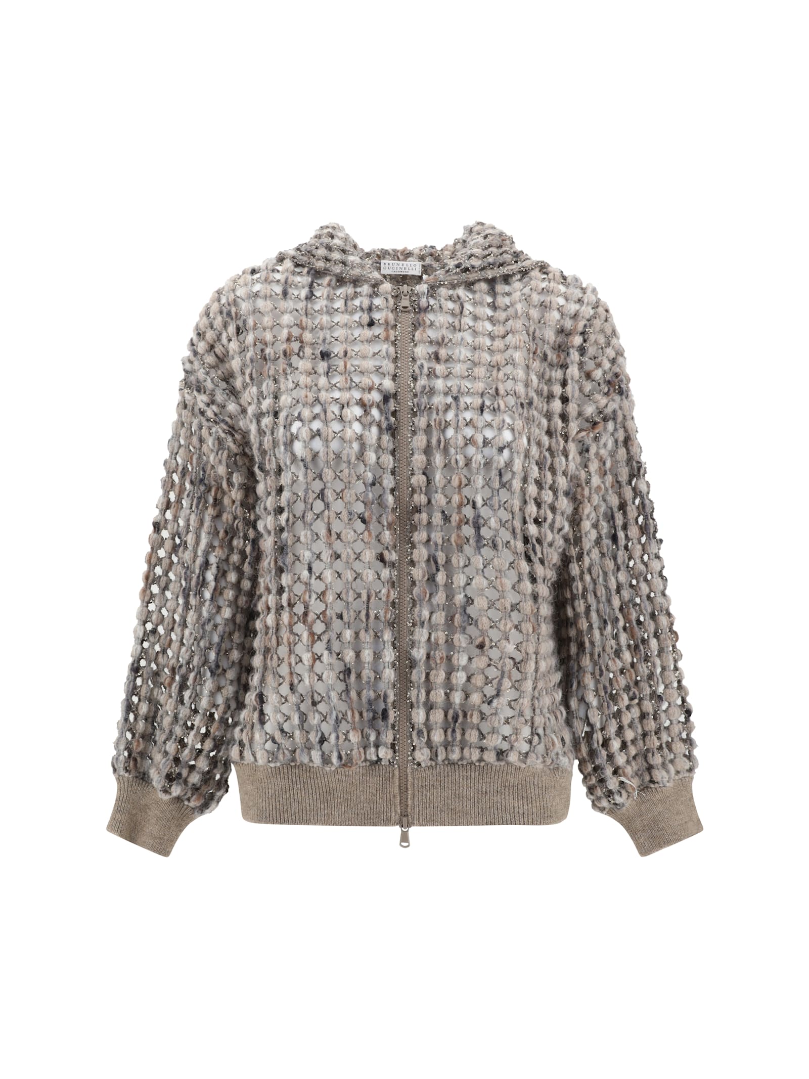 Brunello Cucinelli Perfored Wool Cardigan In Gray