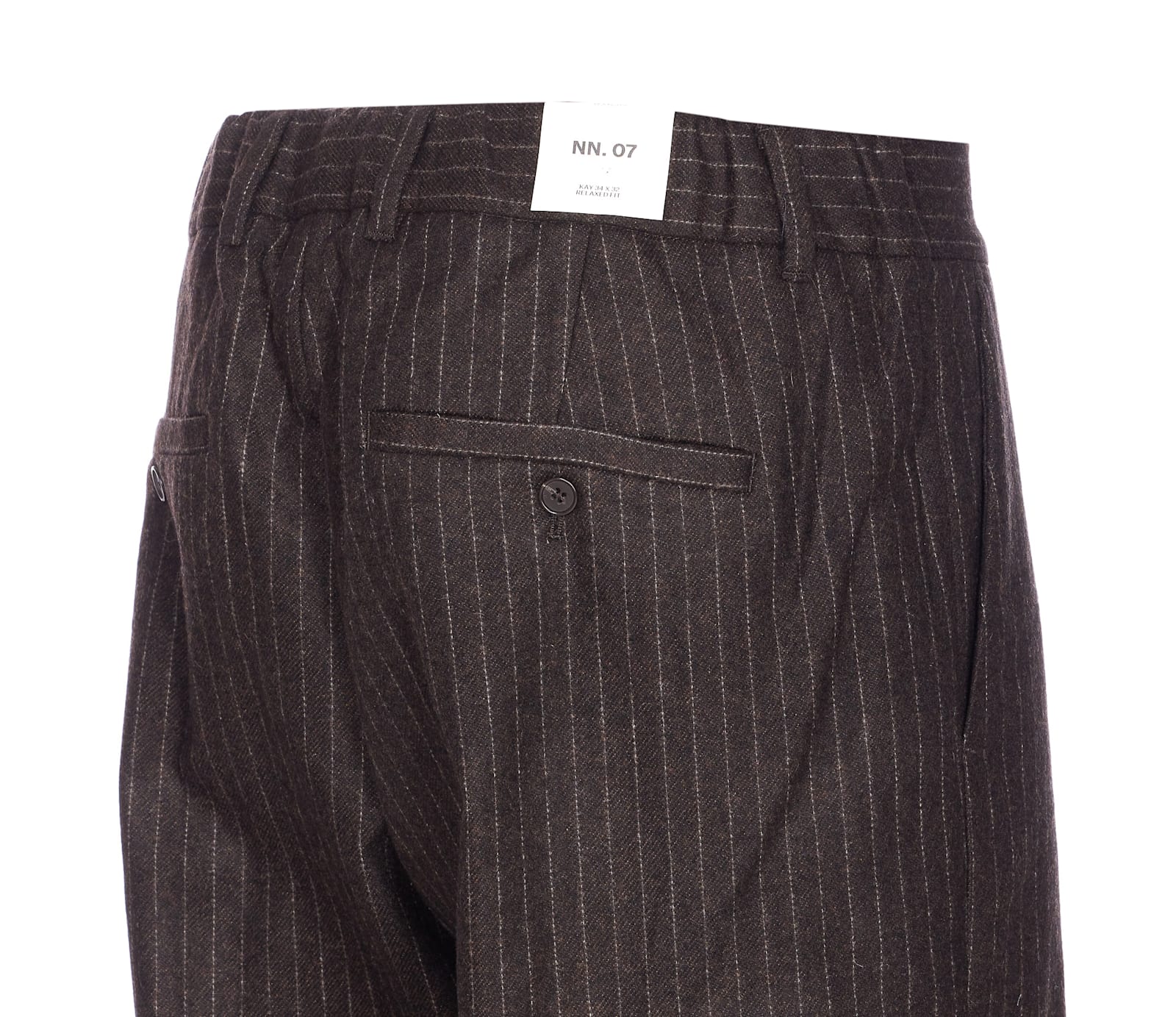 Nn07 Kay 1630 Straight-leg Pleated Striped Recycled Wool-blend Felt Trousers In Brown