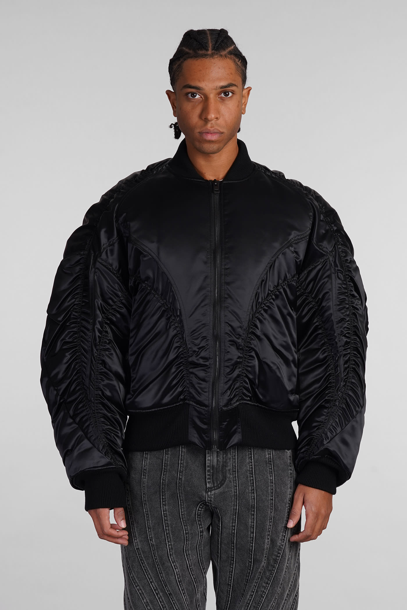 Shop Mugler Bomber In Black Nylon