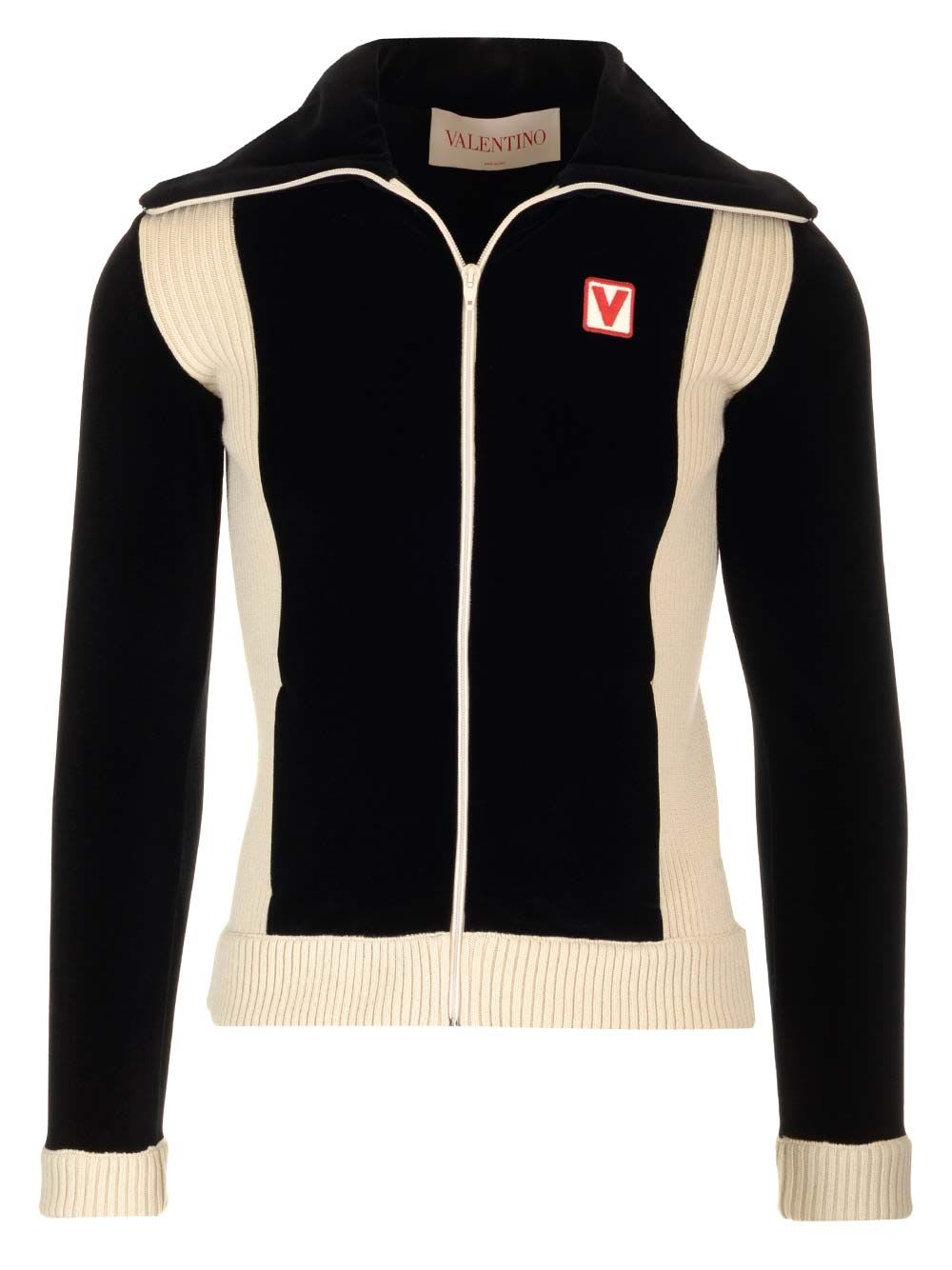 Valentino Chenille Sweatshirt With Patch Jackets Black