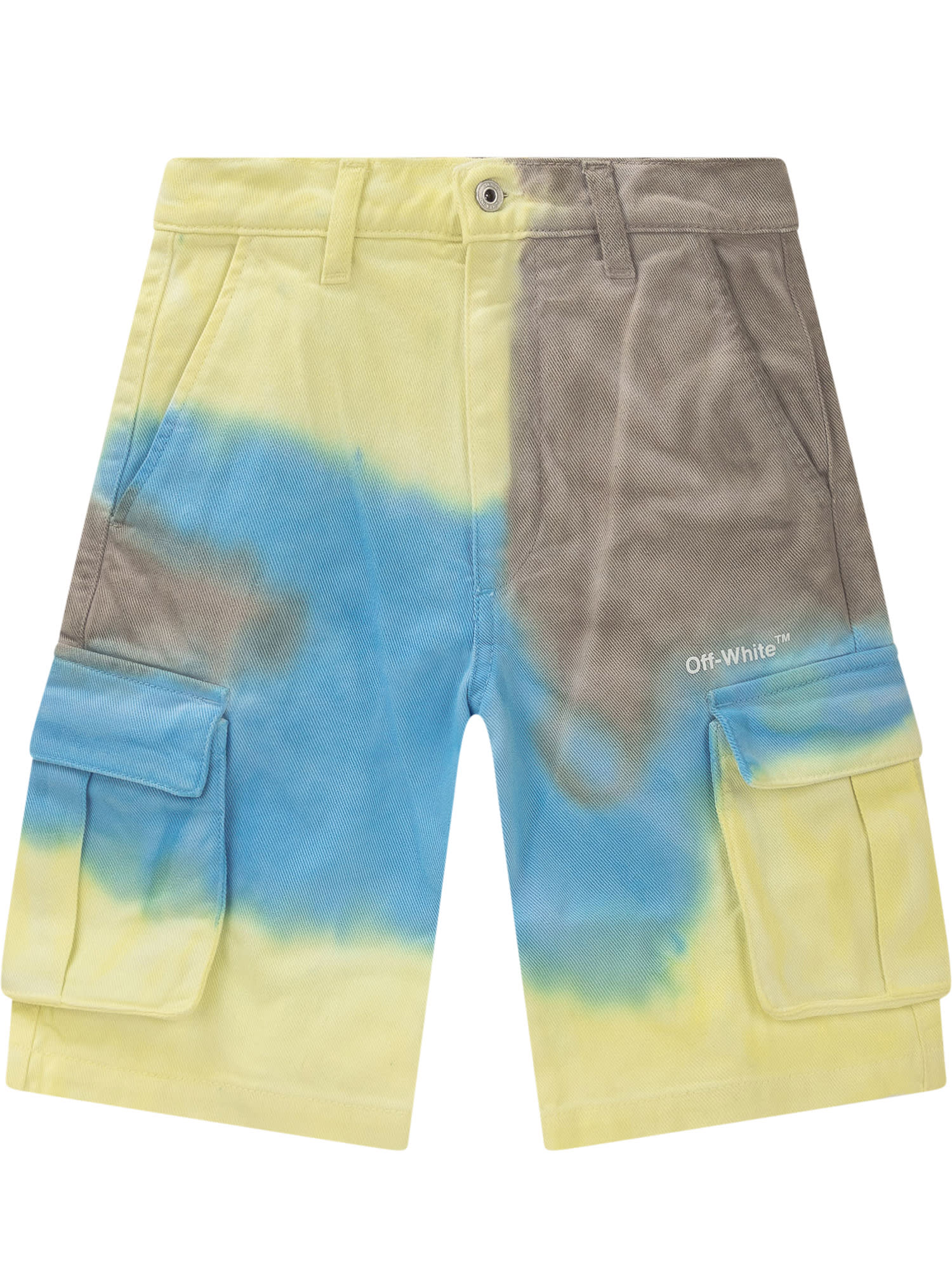 Shop Off-white Tie-dye Cargo Shorts In Sprayed Wh