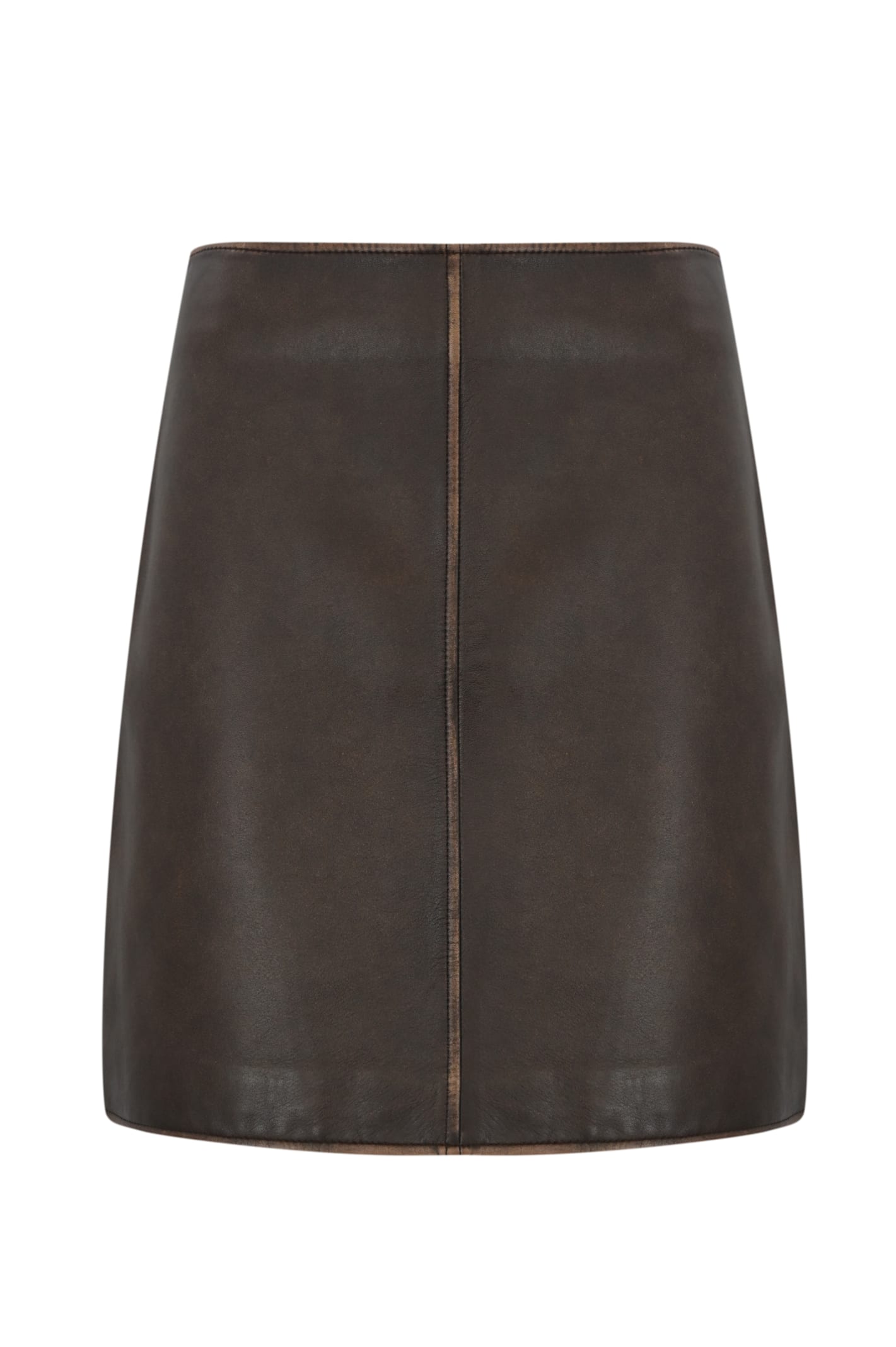 Weekend Max Mara Zelia Leather Skirt In Brown