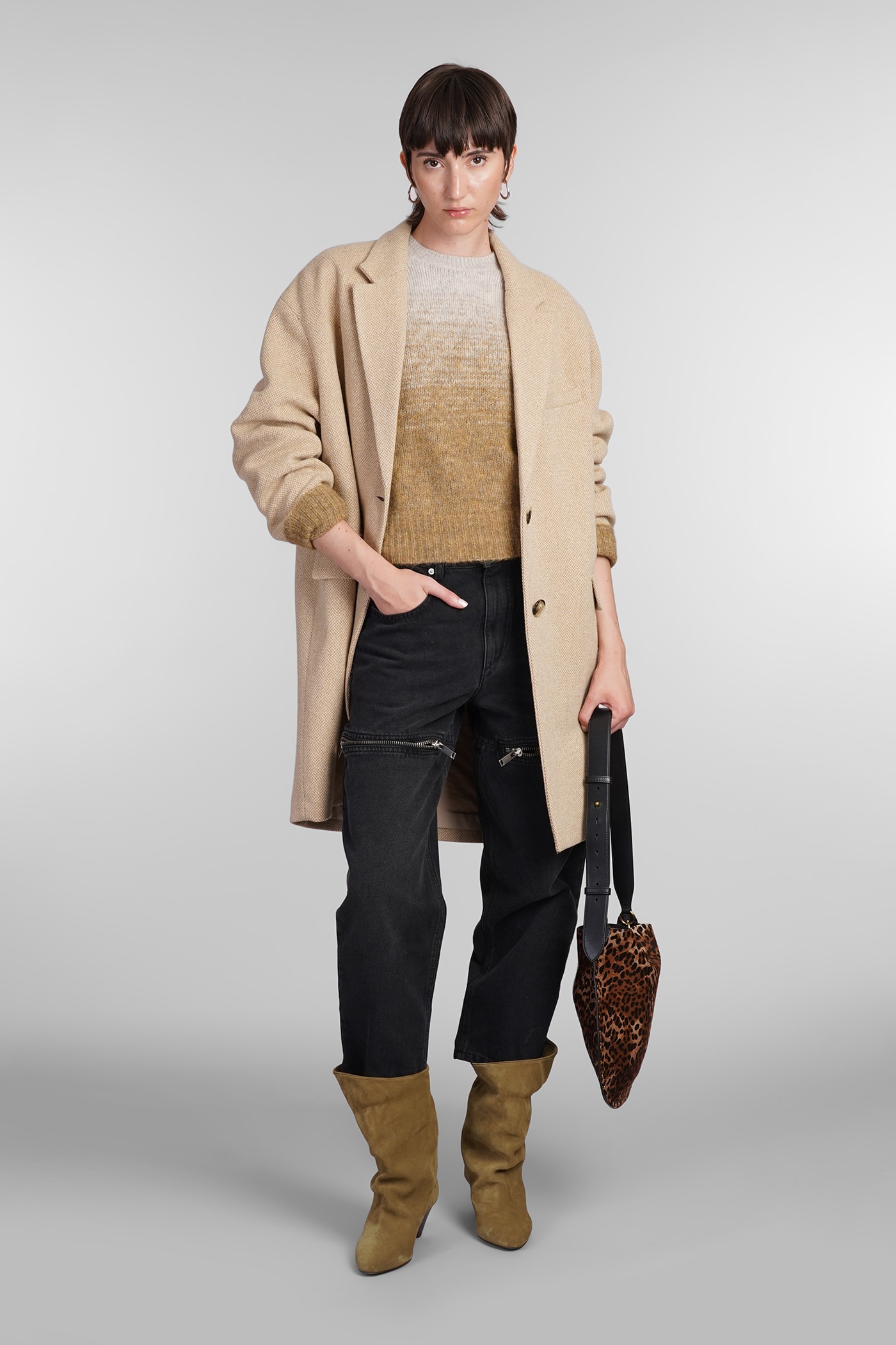 MARANT ETOILE LIMIZA COAT IN BEIGE WOOL 