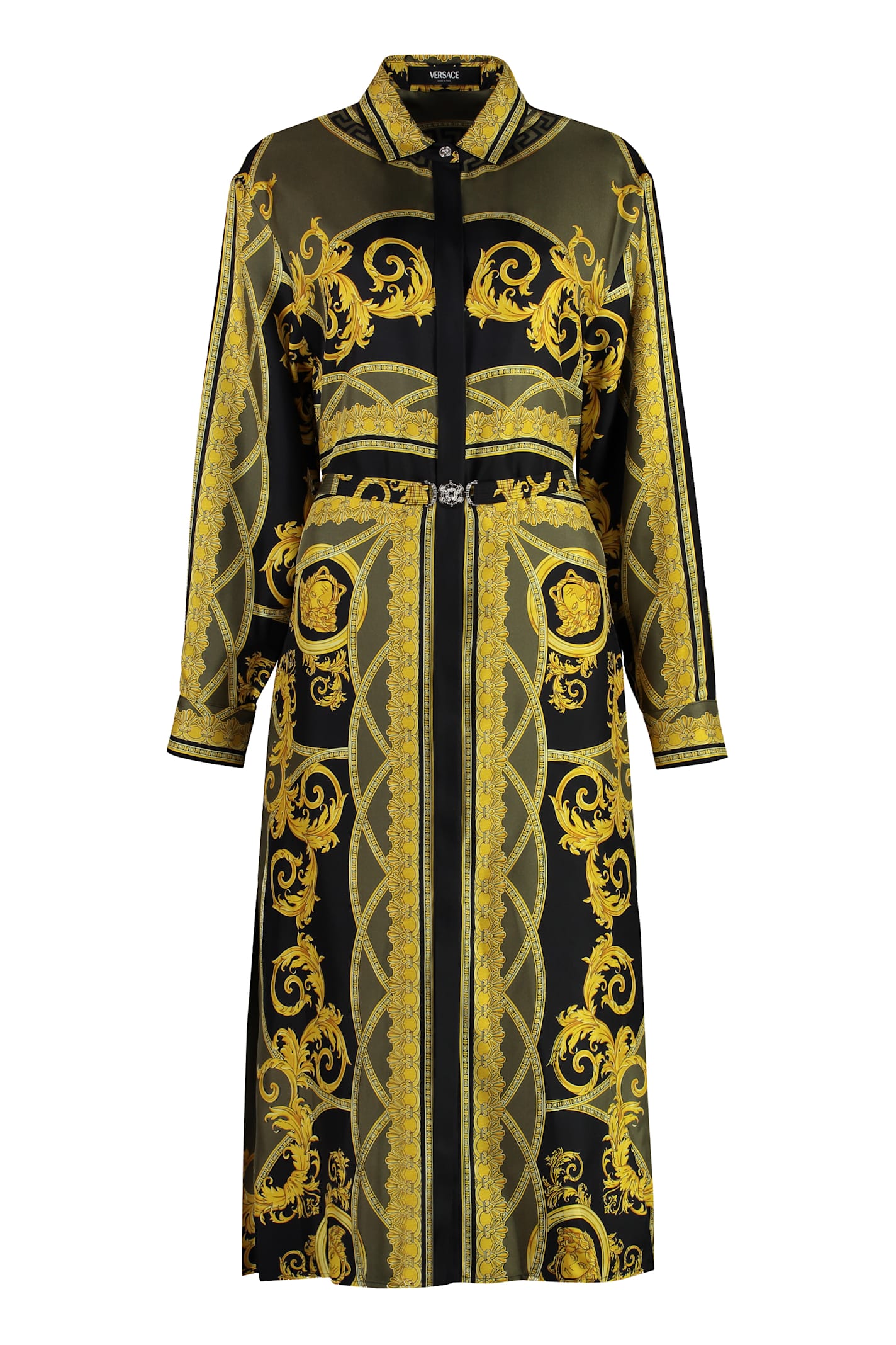 Shop Versace Printed Shirtdress In Black