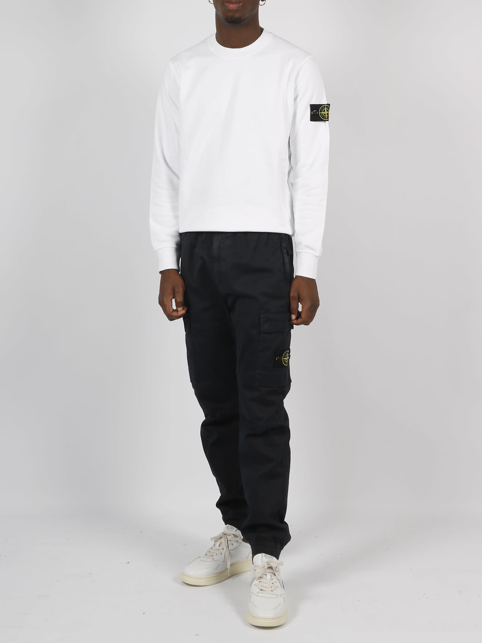 Shop Stone Island Elastic Waist Cargo Trouser In Blue