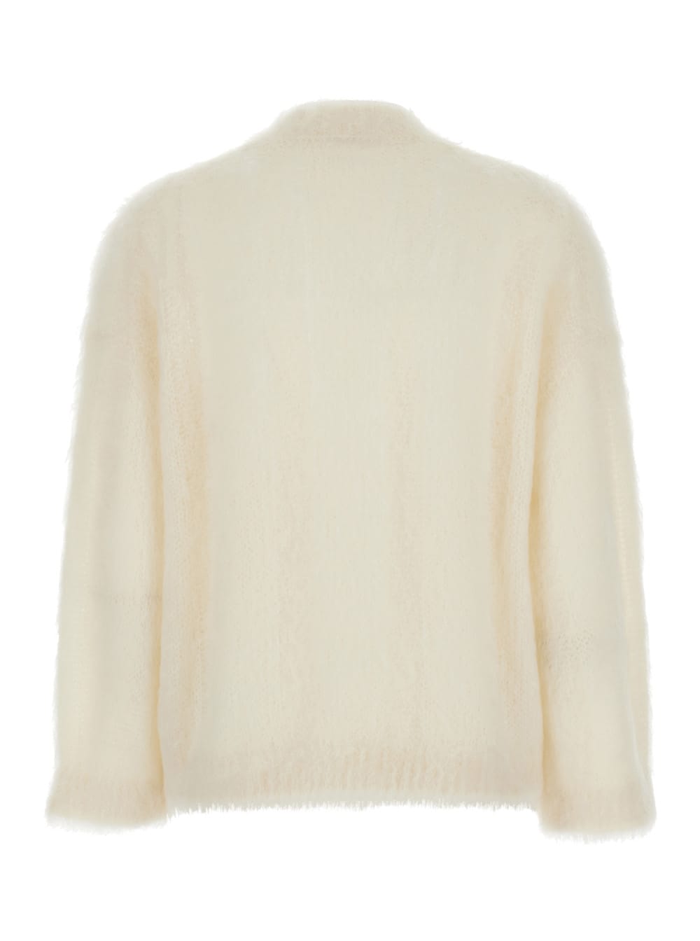 Brunello Cucinelli White Sweater With Stand-up Collar In Cashmere And Silk Blend Woman In White