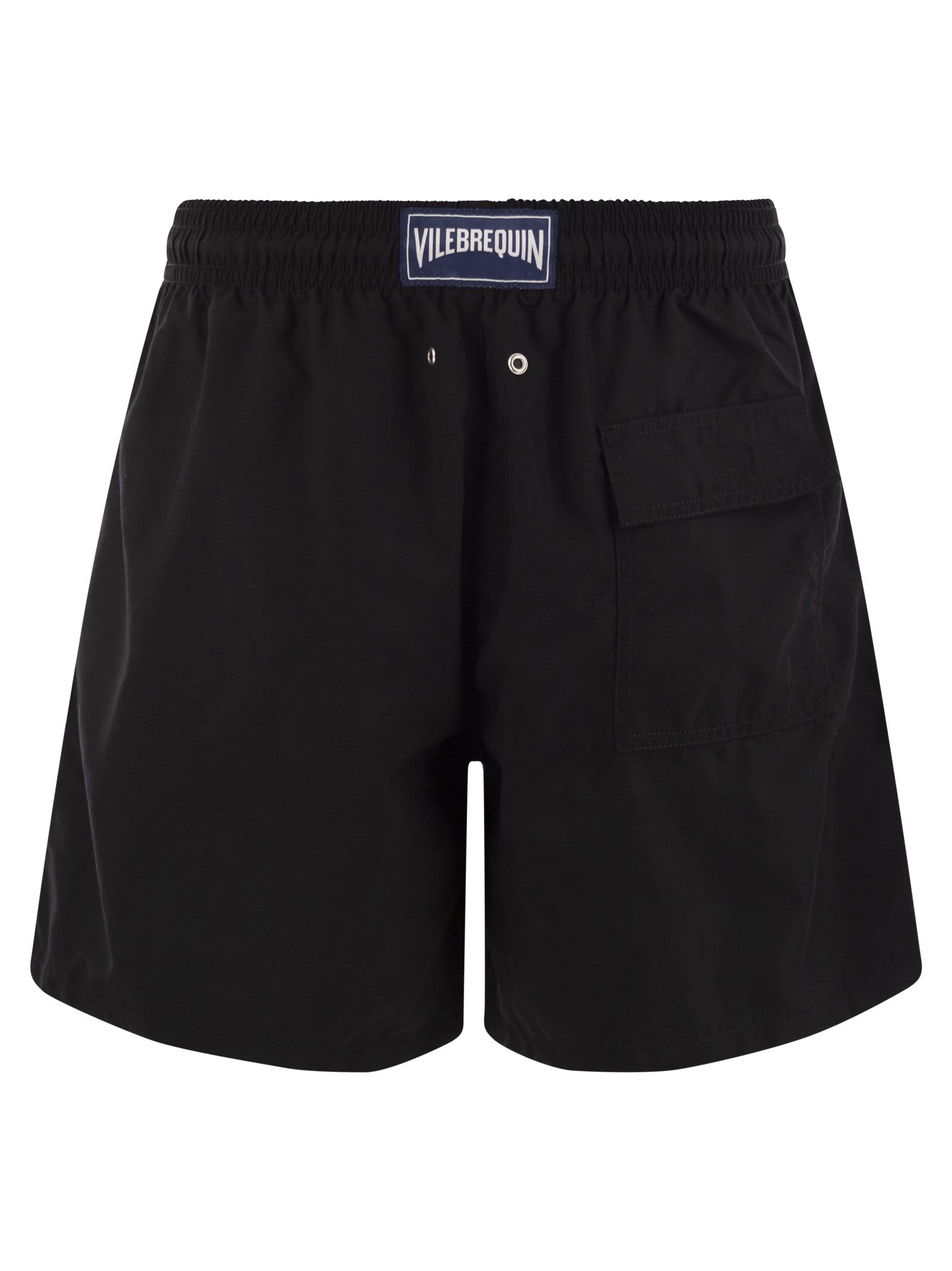 Shop Vilebrequin Plain-coloured Beach Shorts In Black
