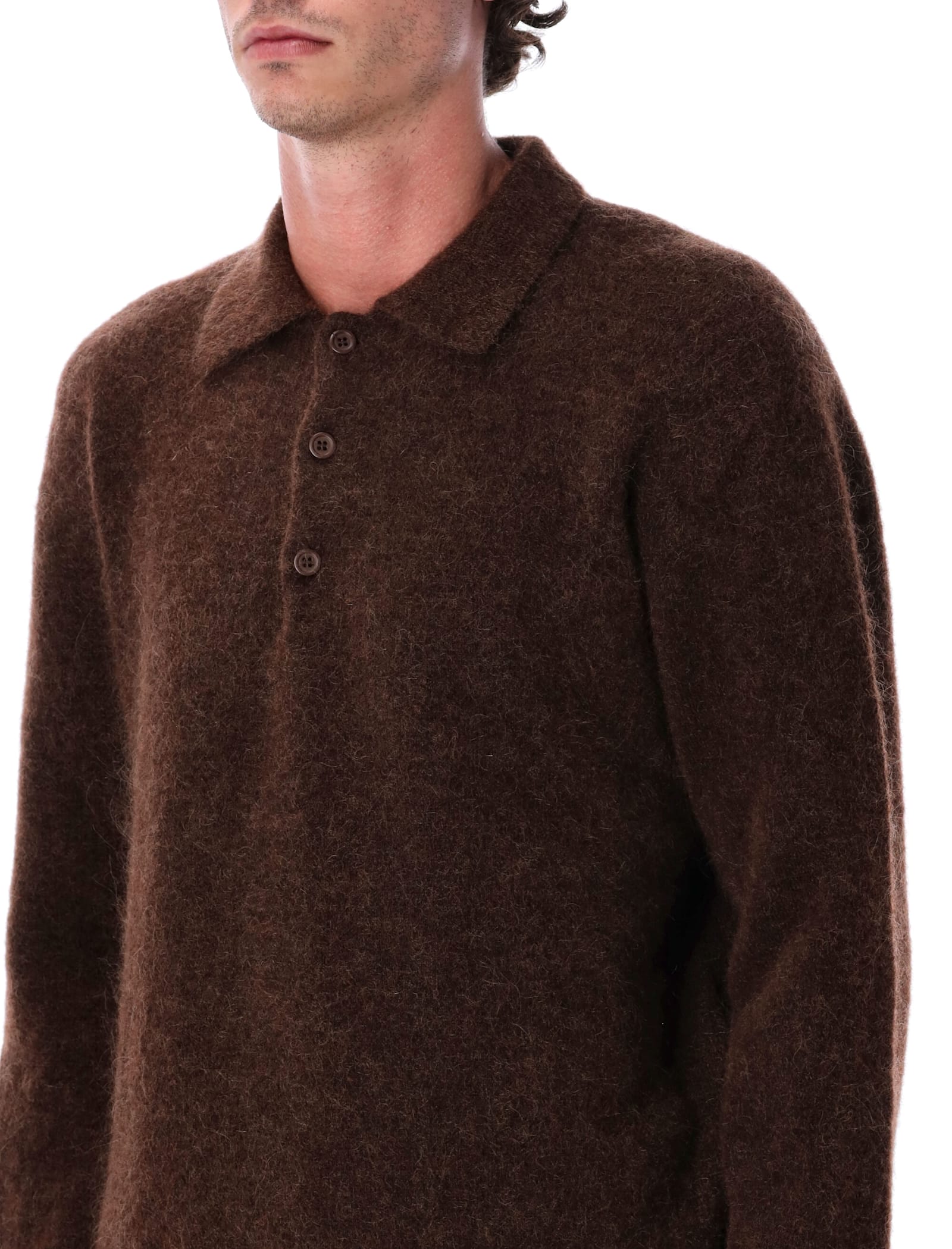 Sunflower Mohair Blend Polo Sweater In Brown