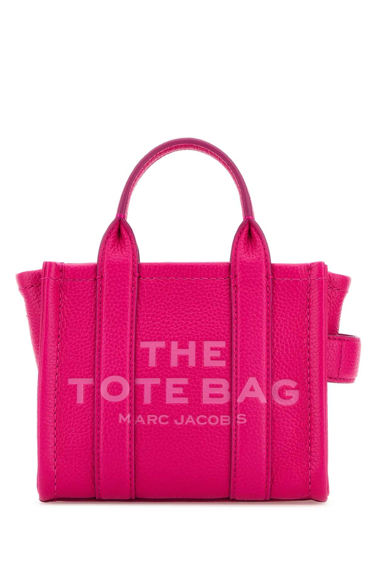 Shop Marc Jacobs Fluo Pink Leather Micro The Tote Bag Handbag In Hotpink