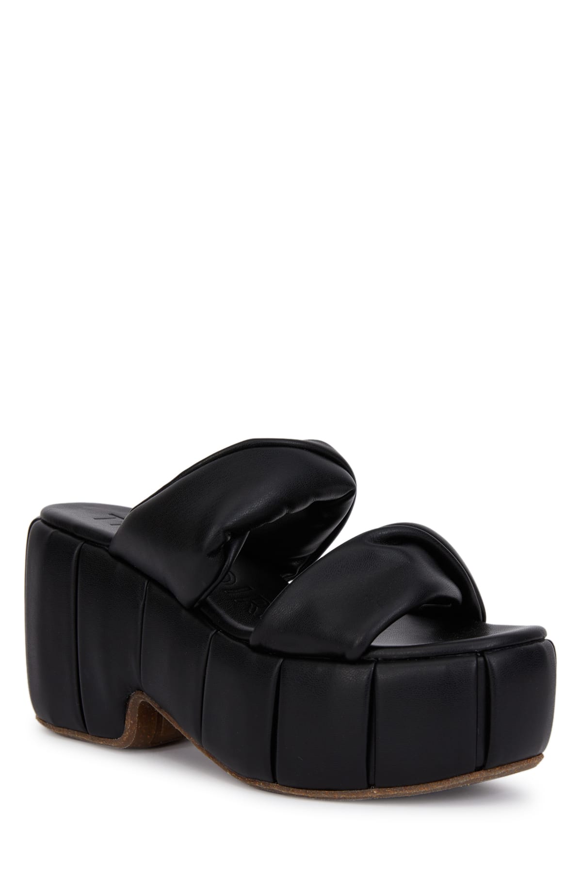 Themoirè Padded Wedge Platform Sandals With Two Bands In 1