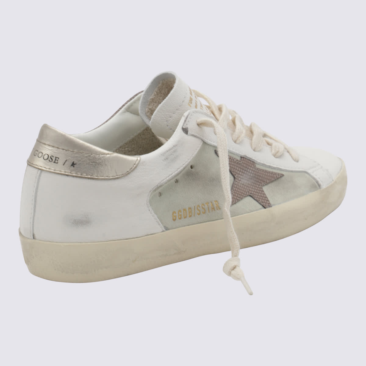 GOLDEN GOOSE WHITE AND GOLD LEATHER SUPERSTAR SNEAKERS