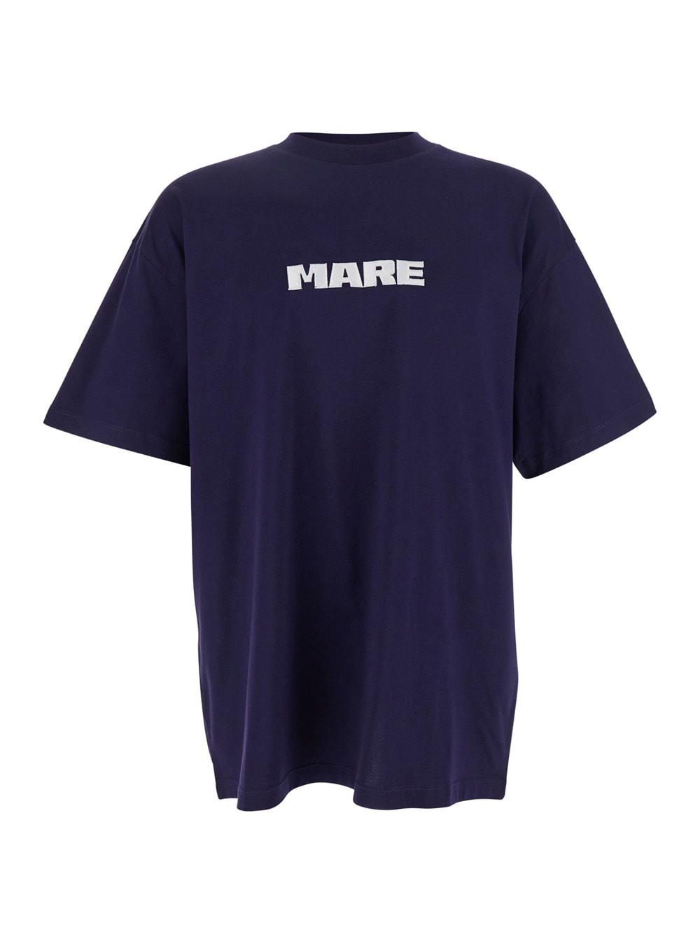 Msgm Blue T-shirt With Print On The Front And Logo On The Back In Cotton Man In Blu