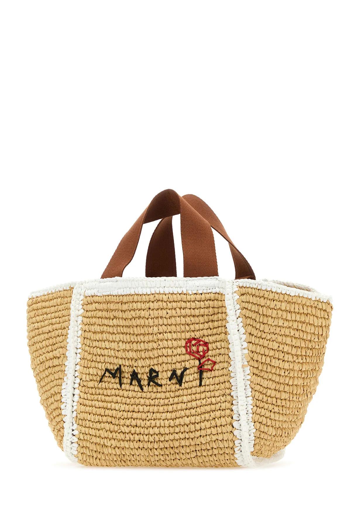 Shop Marni Raffia Shopping Bag In Beige