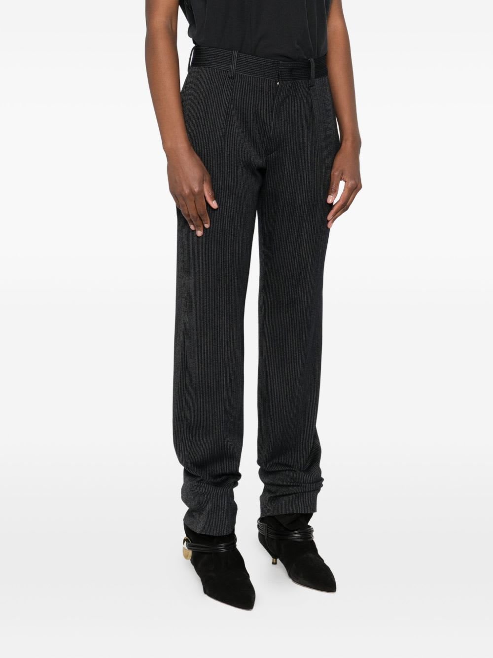 Isabel Marant Pinstriped Trousers With Pleat In Black