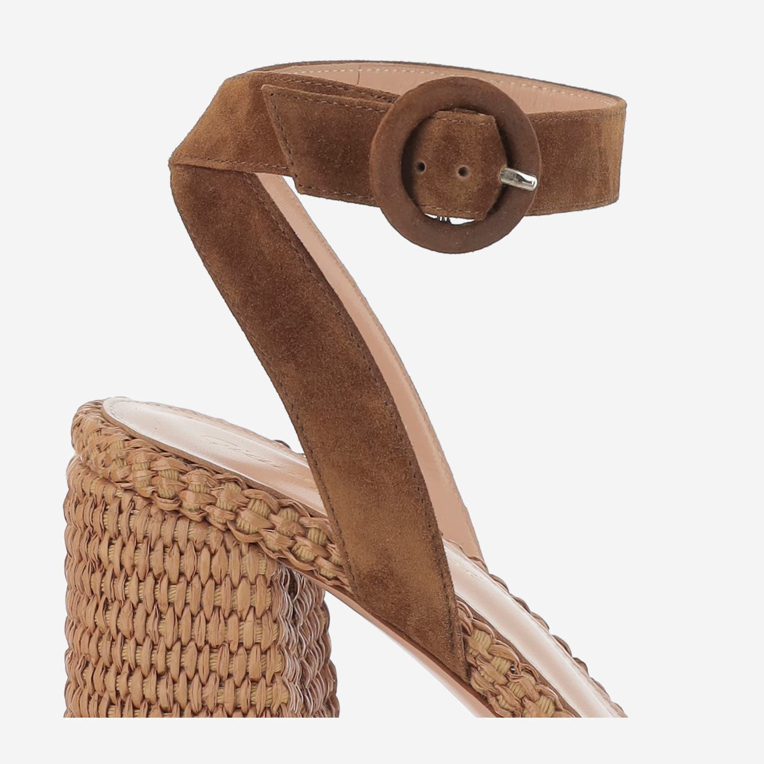 Gianvito Rossi Suede And Raffia Sandals In Texas Cuoio