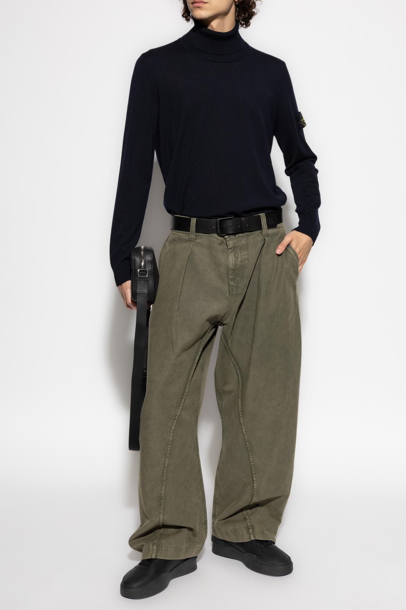 Stone Island Turtleneck Jumper With Finely Ribbed Trims In Black