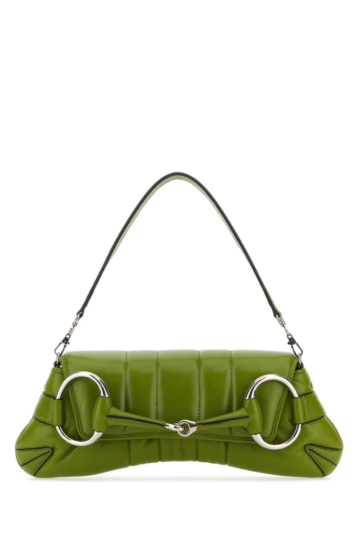 Shop Gucci Pistachio Green Leather Medium  Horsebit Chain Clutch In 3506