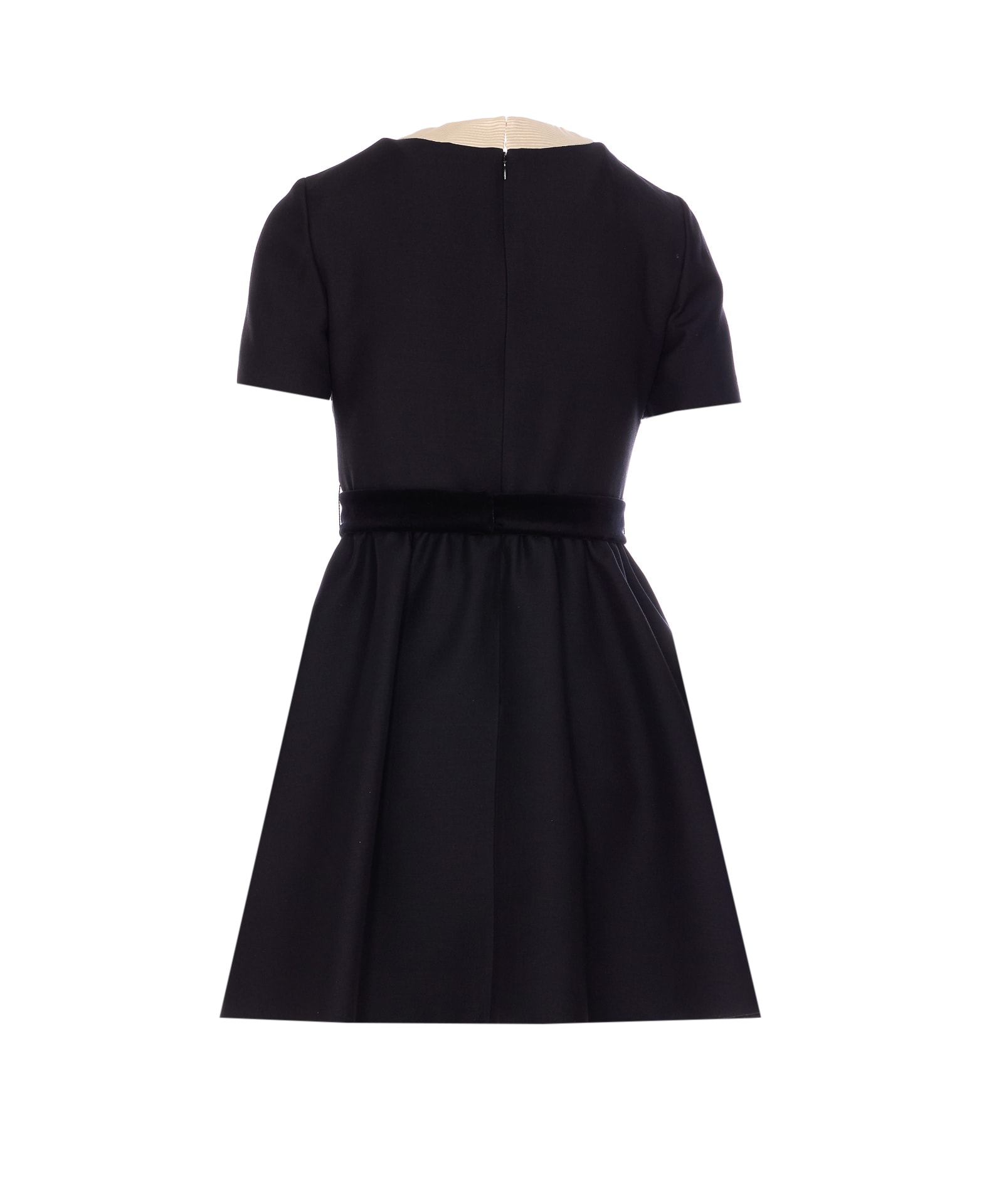 Valentino Double-bow Mini Dress In Wool In Black