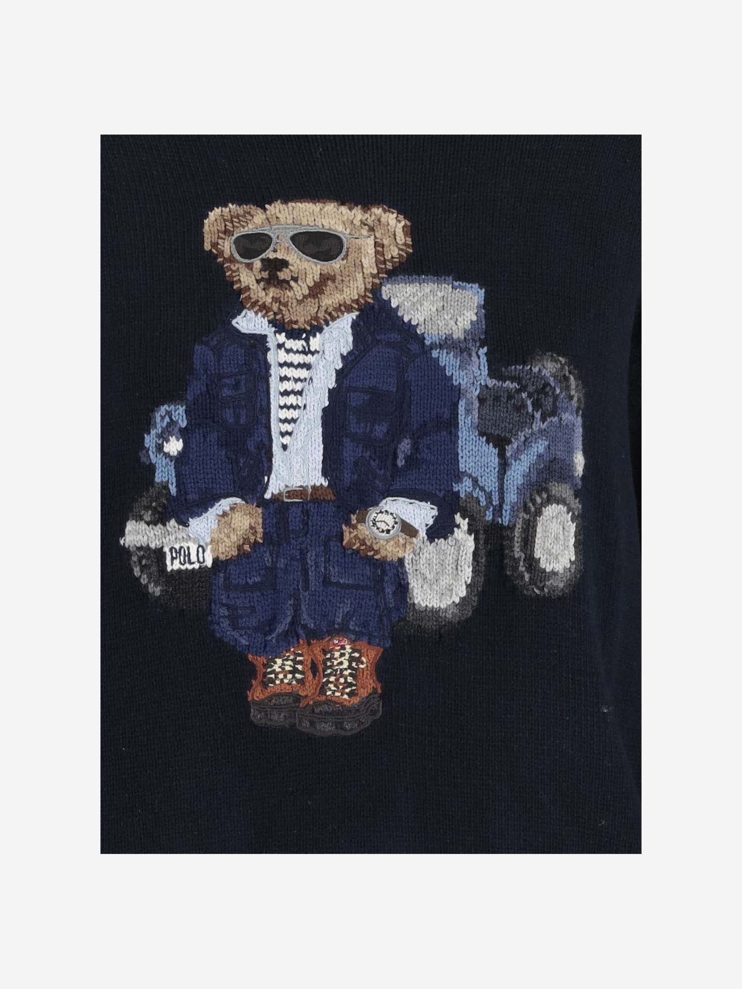Shop Ralph Lauren Cotton Polo Bear Sweater In Blue