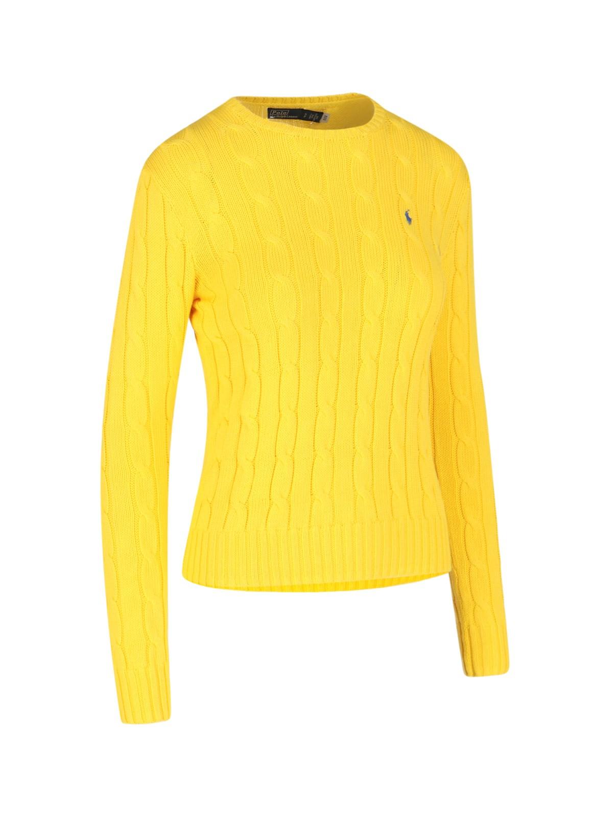 Ralph Lauren Logo Crew Neck Sweater In Trainer Yellow