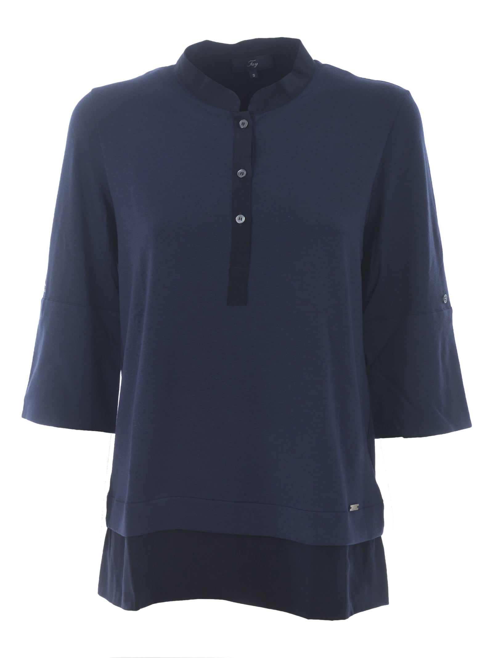 Fay Stretch Viscose Sweater With Silk Profiles In Blu