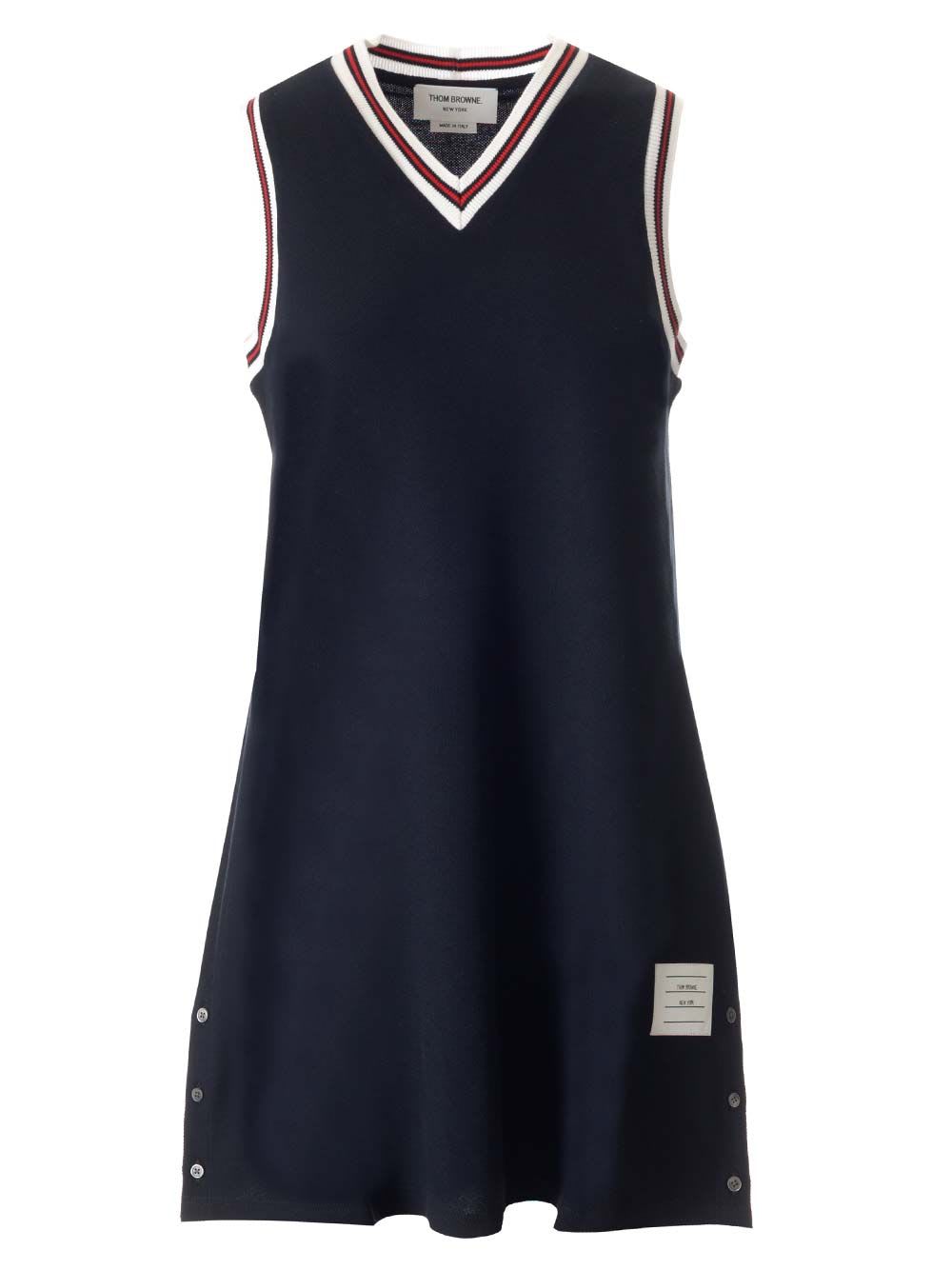 Shop Thom Browne Cotton Pique Tennis Dress In Blue