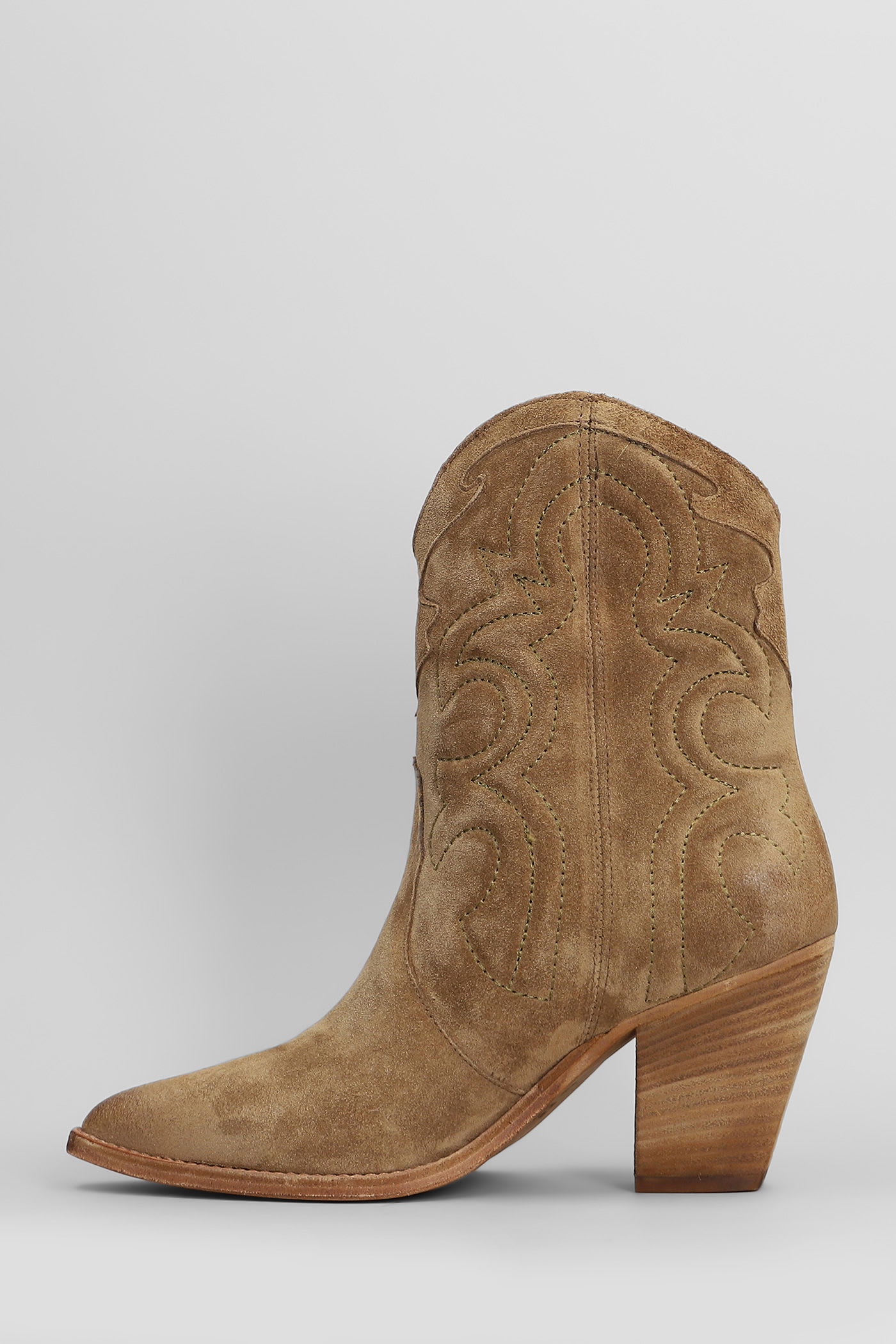 Julie Dee Texan Ankle Boots In Leather Color Suede