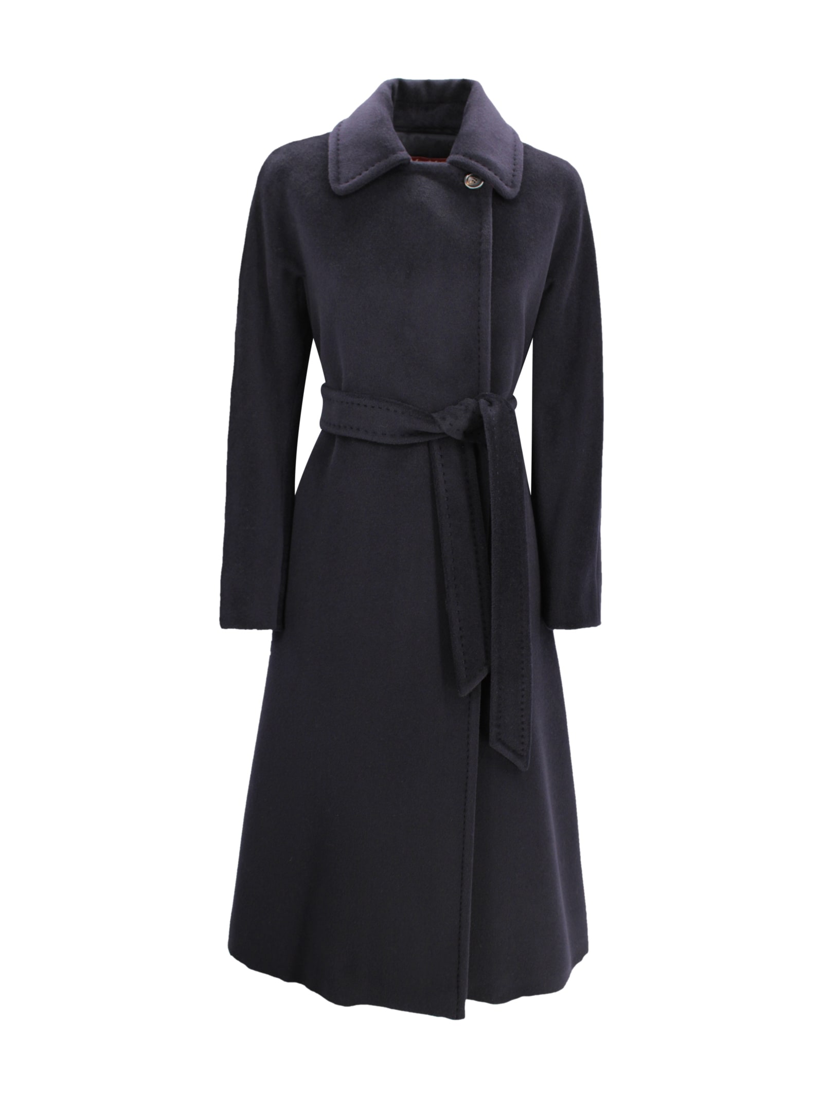 Max Mara Long Wool Coat In Blue