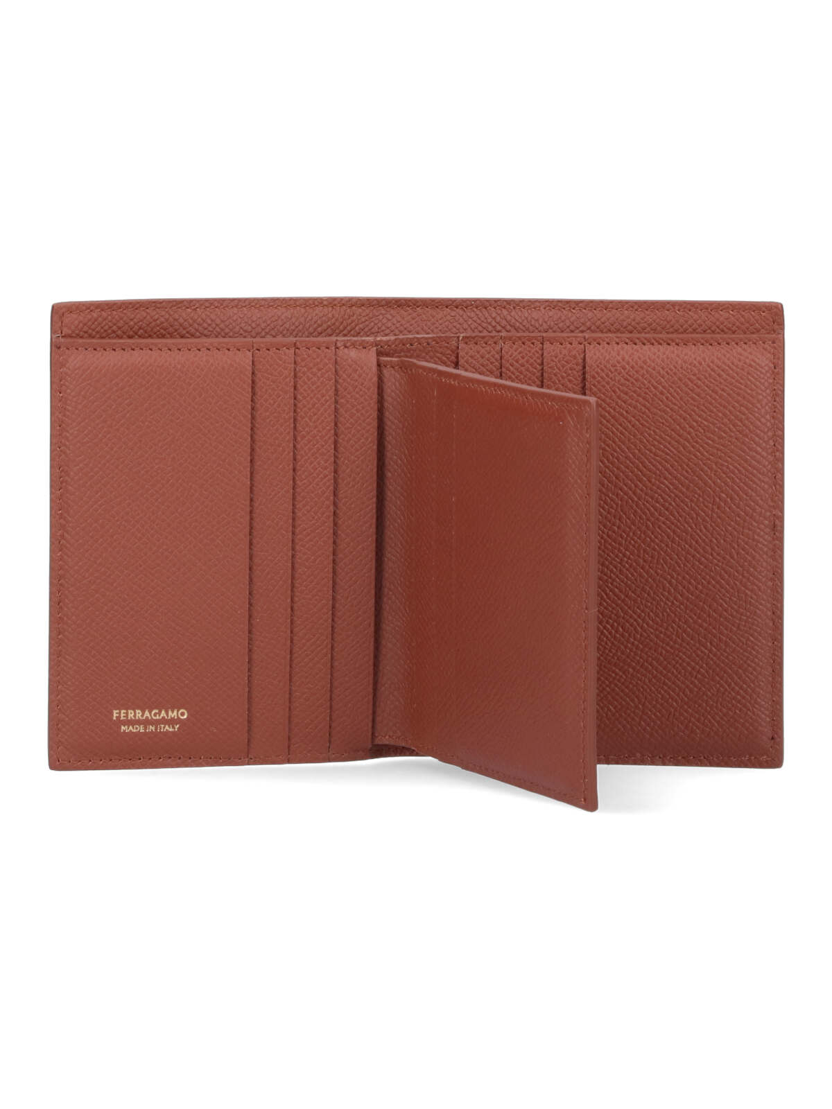 Shop Ferragamo Bi-fold Wallet Gancini In Brown