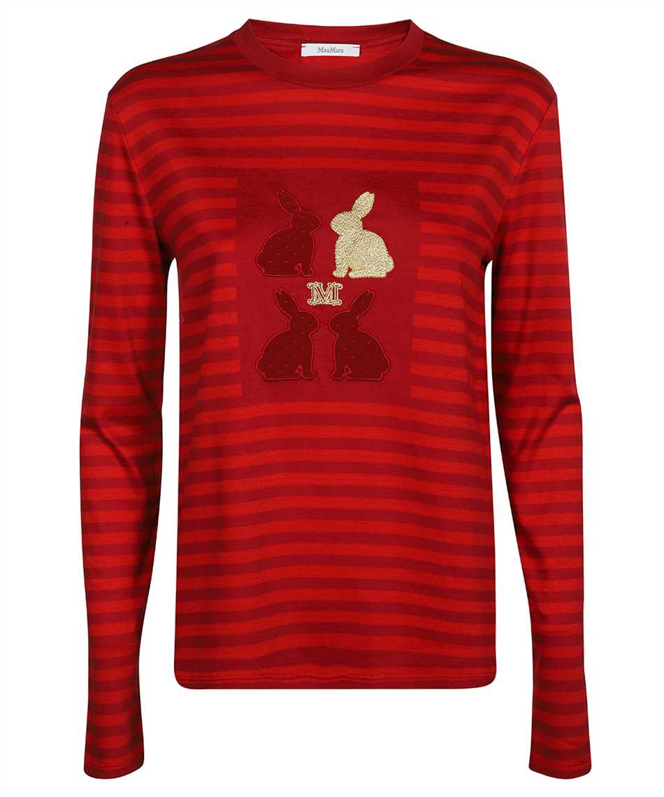 Max Mara Long Sleeve Cotton T-shirt In Red