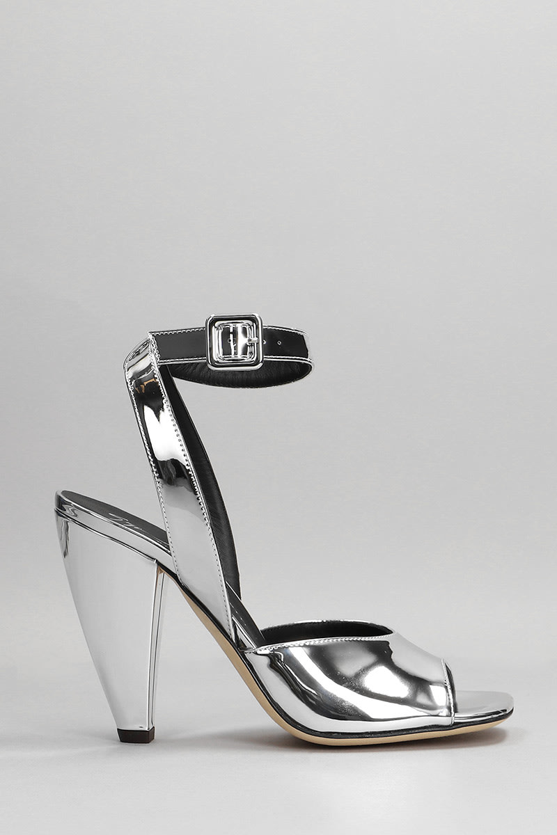Giuseppe Zanotti Sandals In Silver Patent Leather