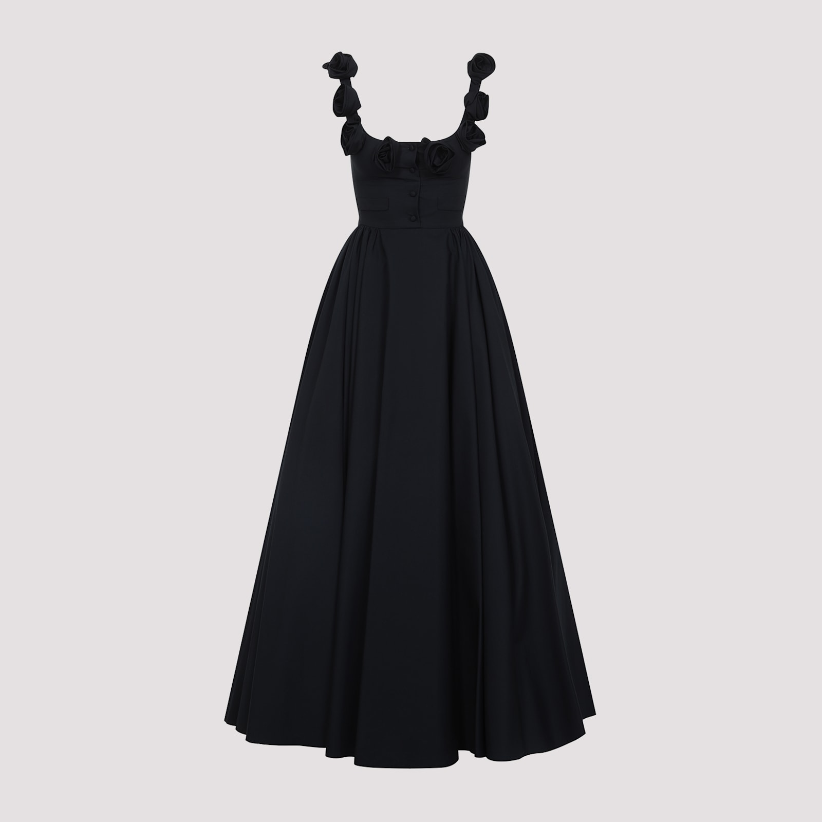 Giambattista Valli Floral Applique Midi Dress In Black