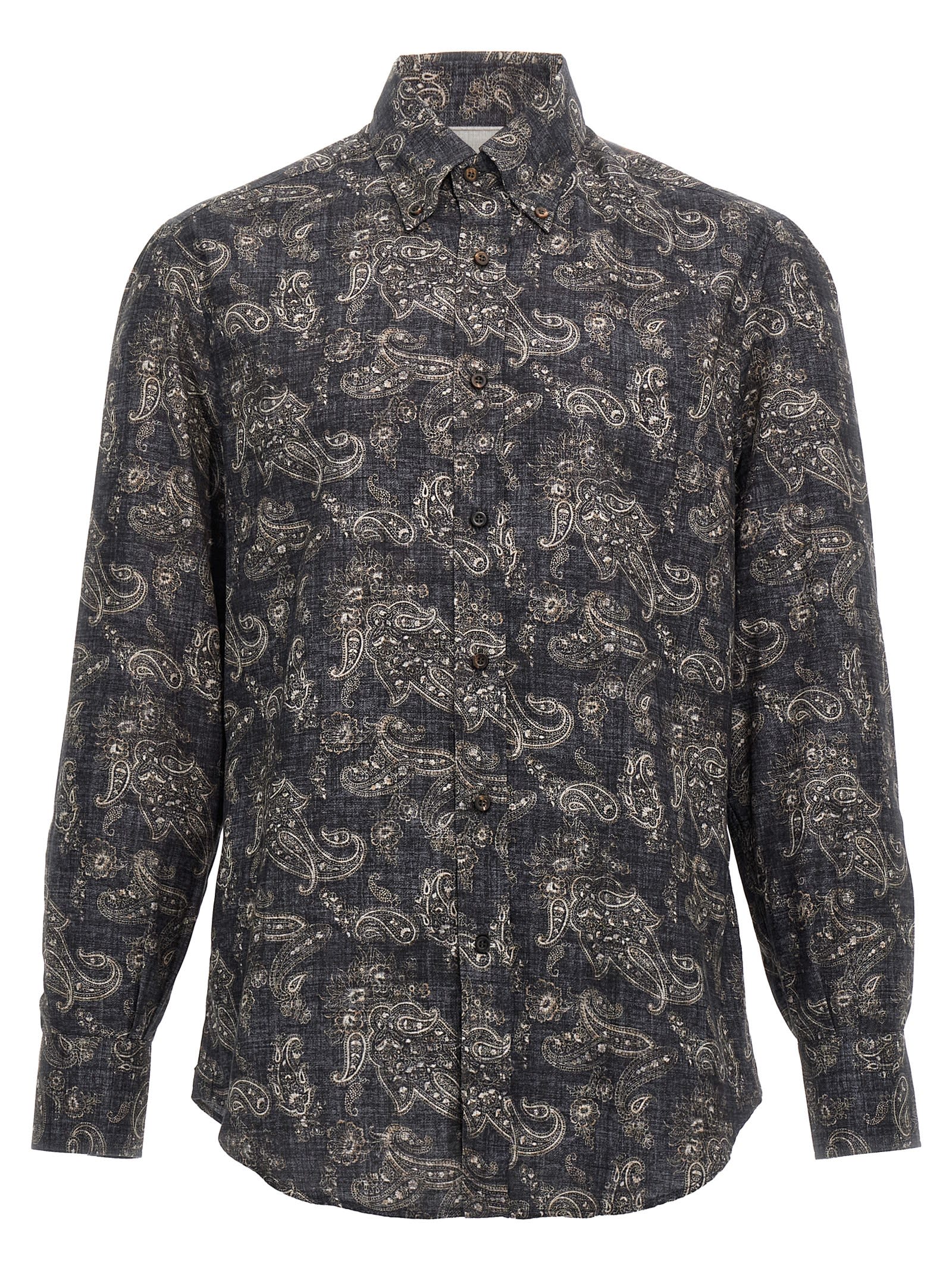 Shop Brunello Cucinelli Paisley Shirt In Blue