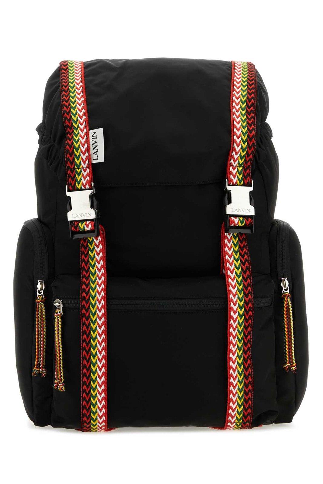 Shop Lanvin Curb Logo Patch Drawstring Backpack In Black