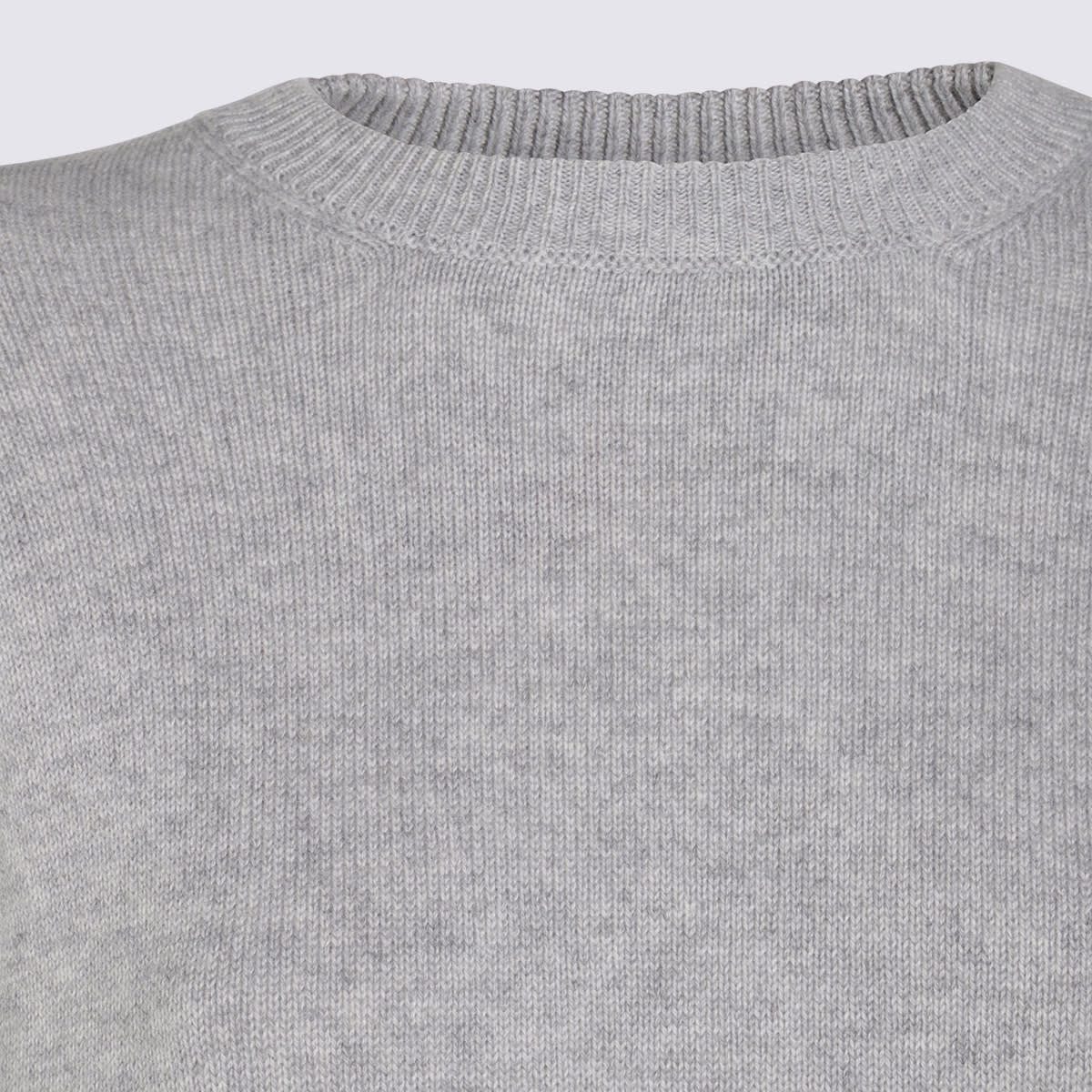 Brunello Cucinelli Soft Texture Crewneck Knitwear With Ribbed Finish In Gray