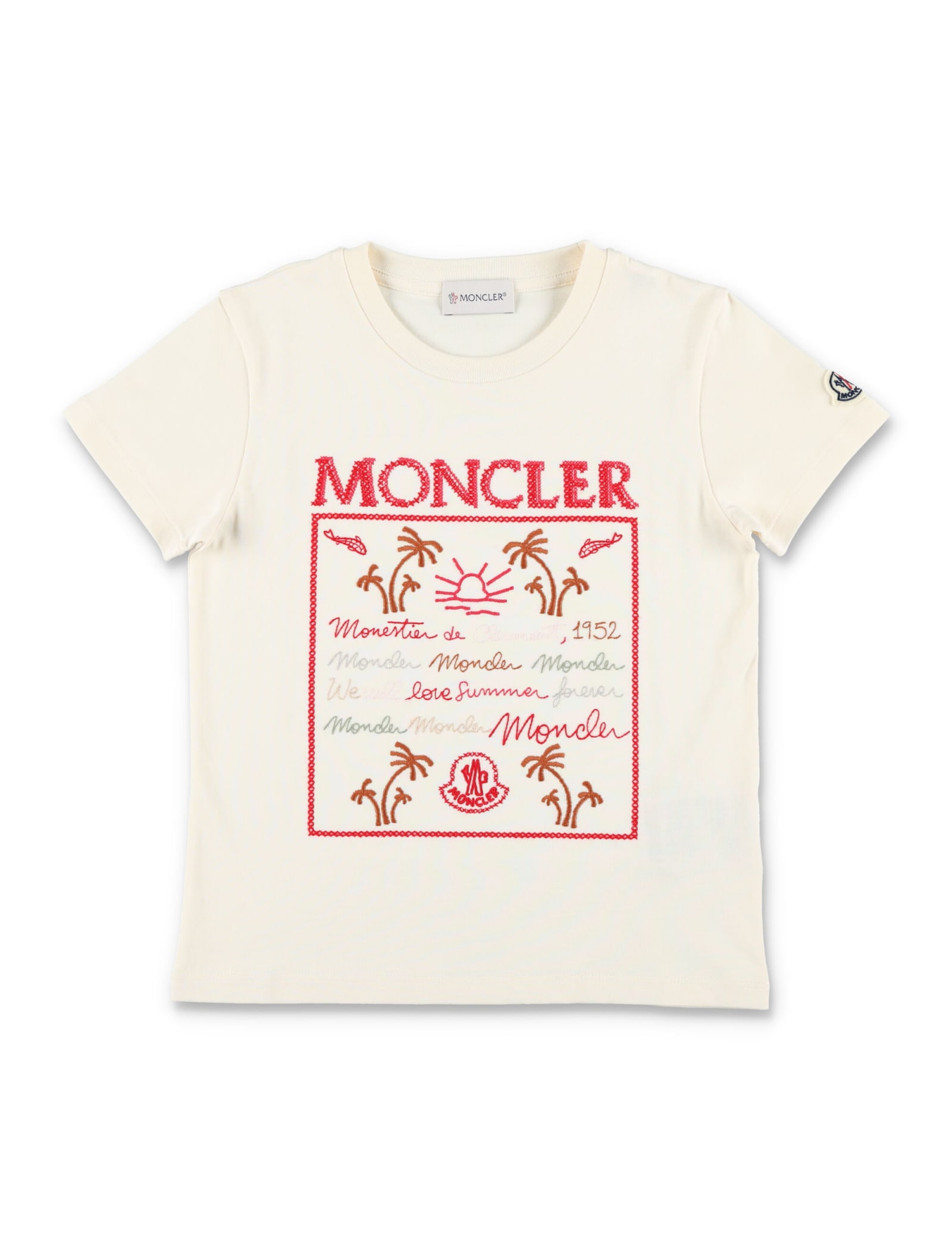 Moncler Logo T-shirt In Beige